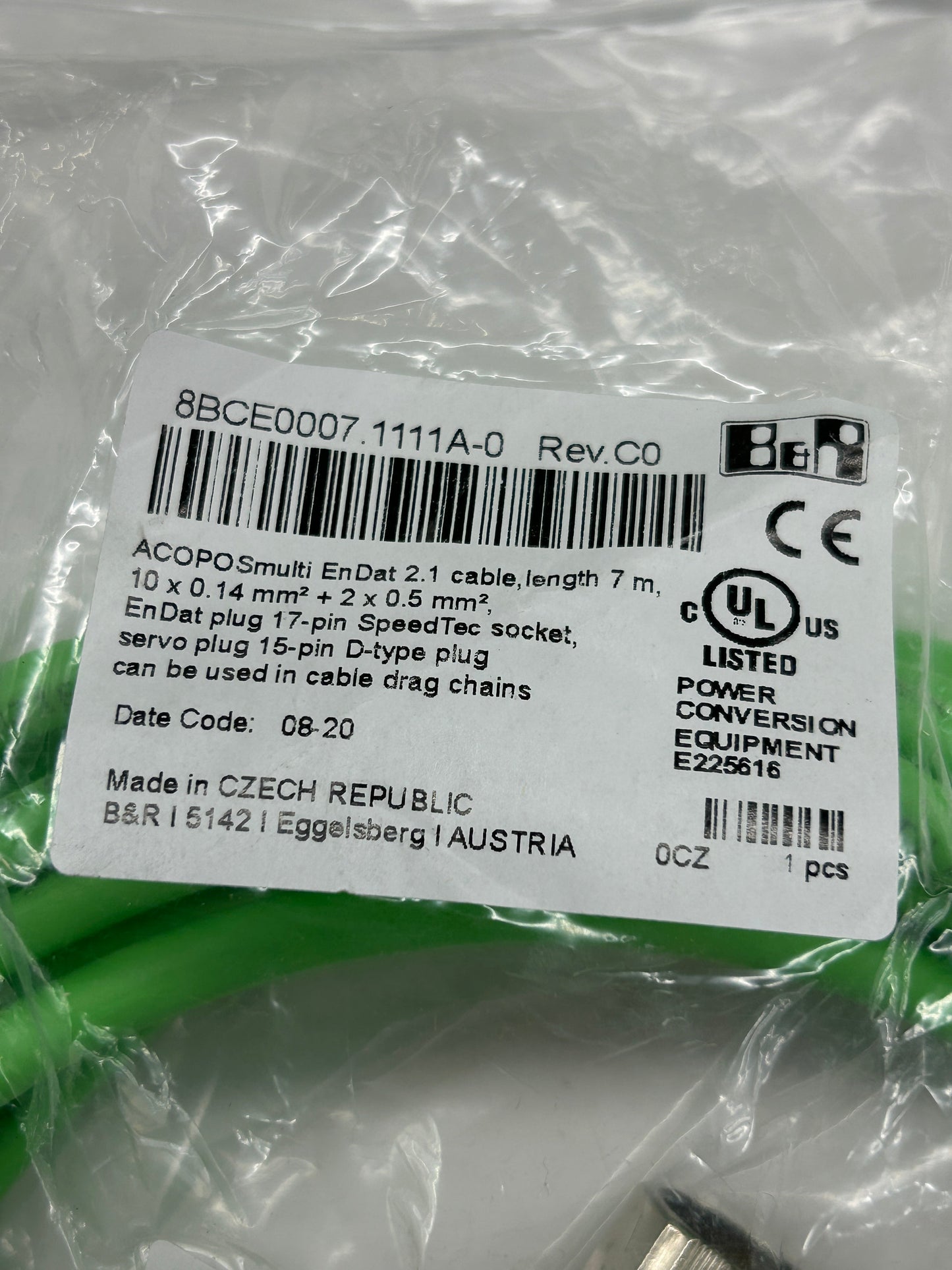 B&R Automation Endat 2.1 Encoder Feedback Cable 8BCE0007.1111A-0