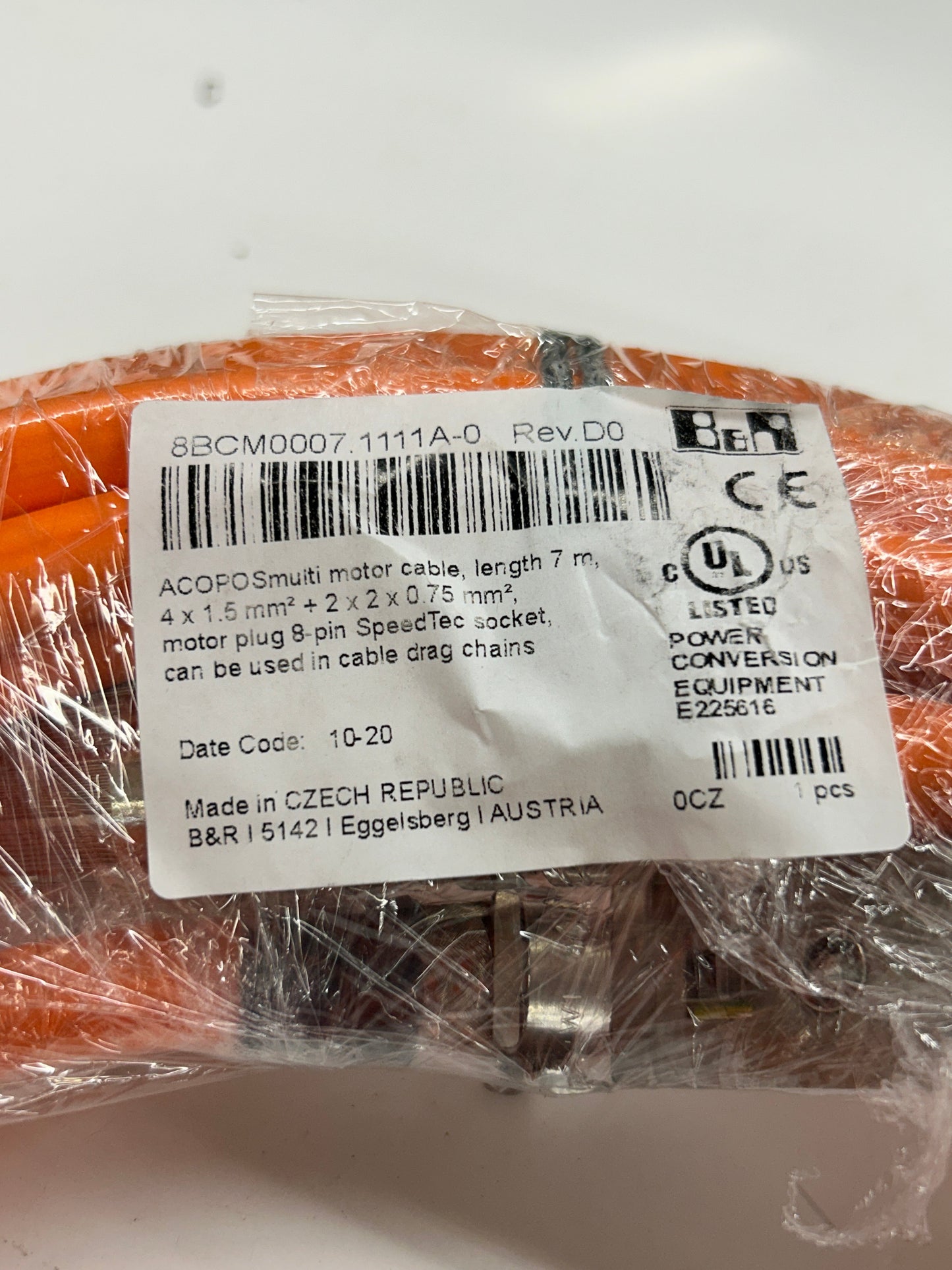 B&R Automation ACOPOS Multi Motor Cable 8BCM0007.1111A-0 7 m, 4x 1.5 mm2, 8-Pin SpeedTec