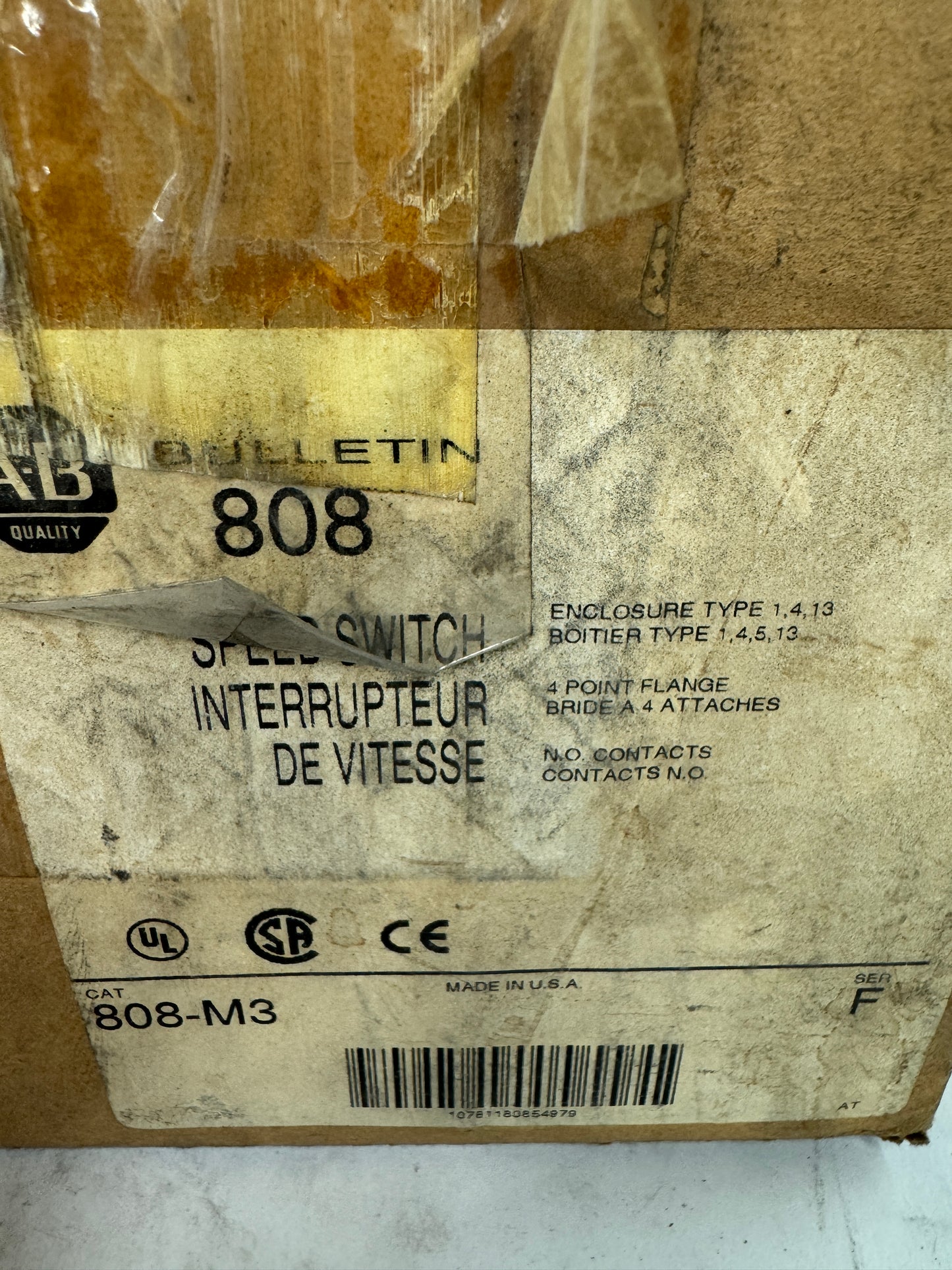 Allen-Bradley Speed Switch 808-M3 600V AC Max m02246
