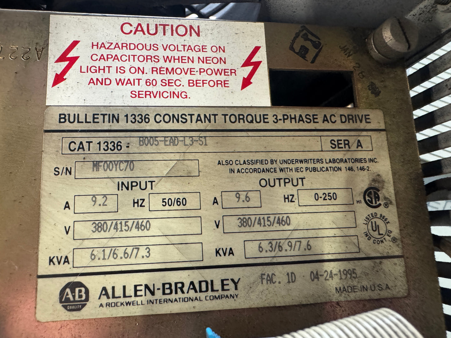 Allen-Bradley 1336-B005-EAD-L3-S1 AC Drive 01594