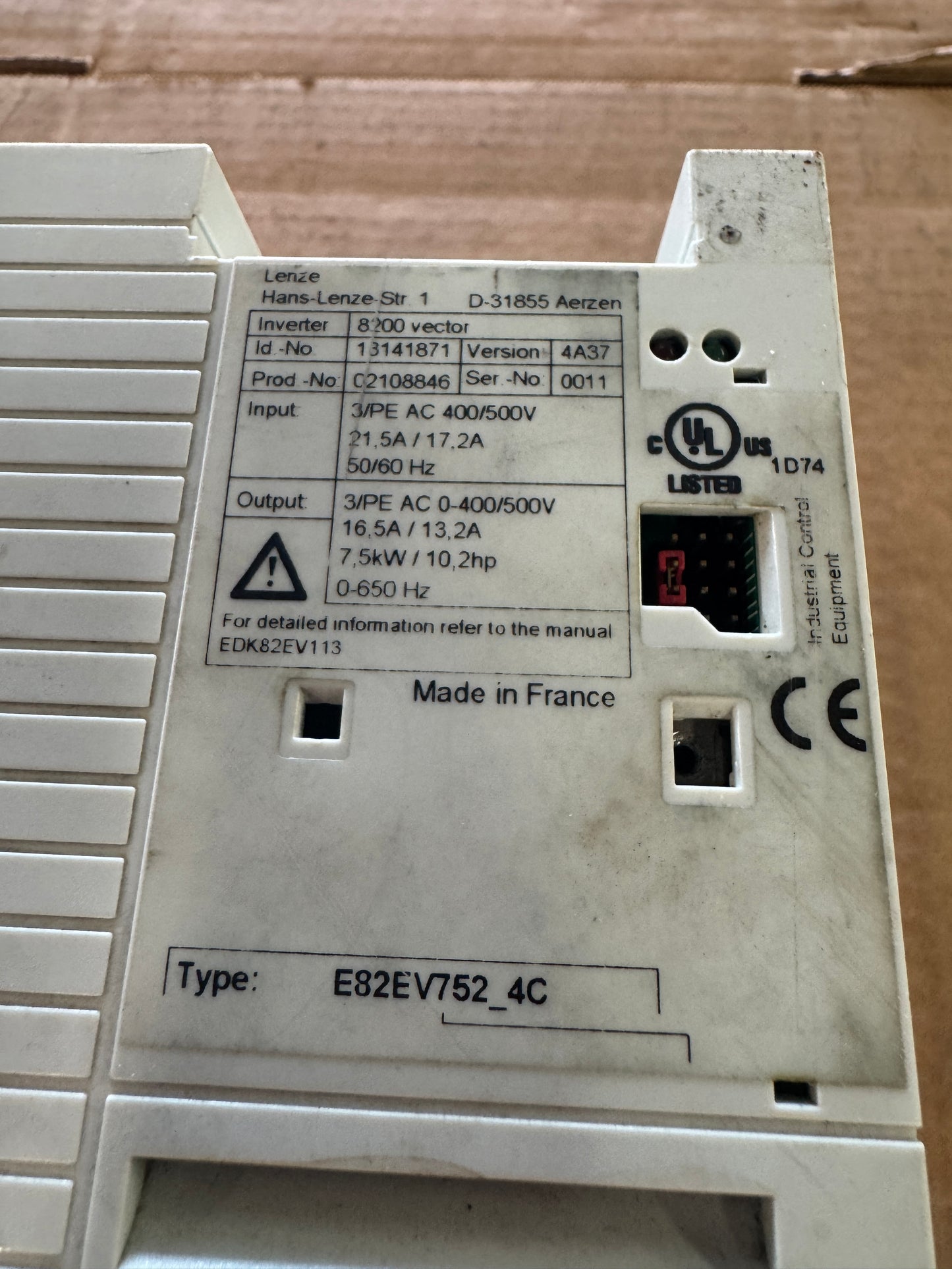 Lenze VFD E82EV752_4C - 8 kW Variable RPM