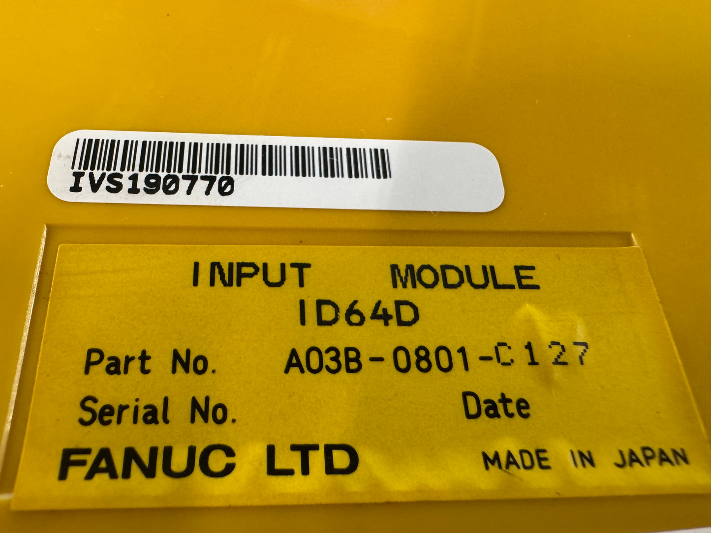 FANUC A03B-0801-C127 Input Module 24V DC Untested Surplus