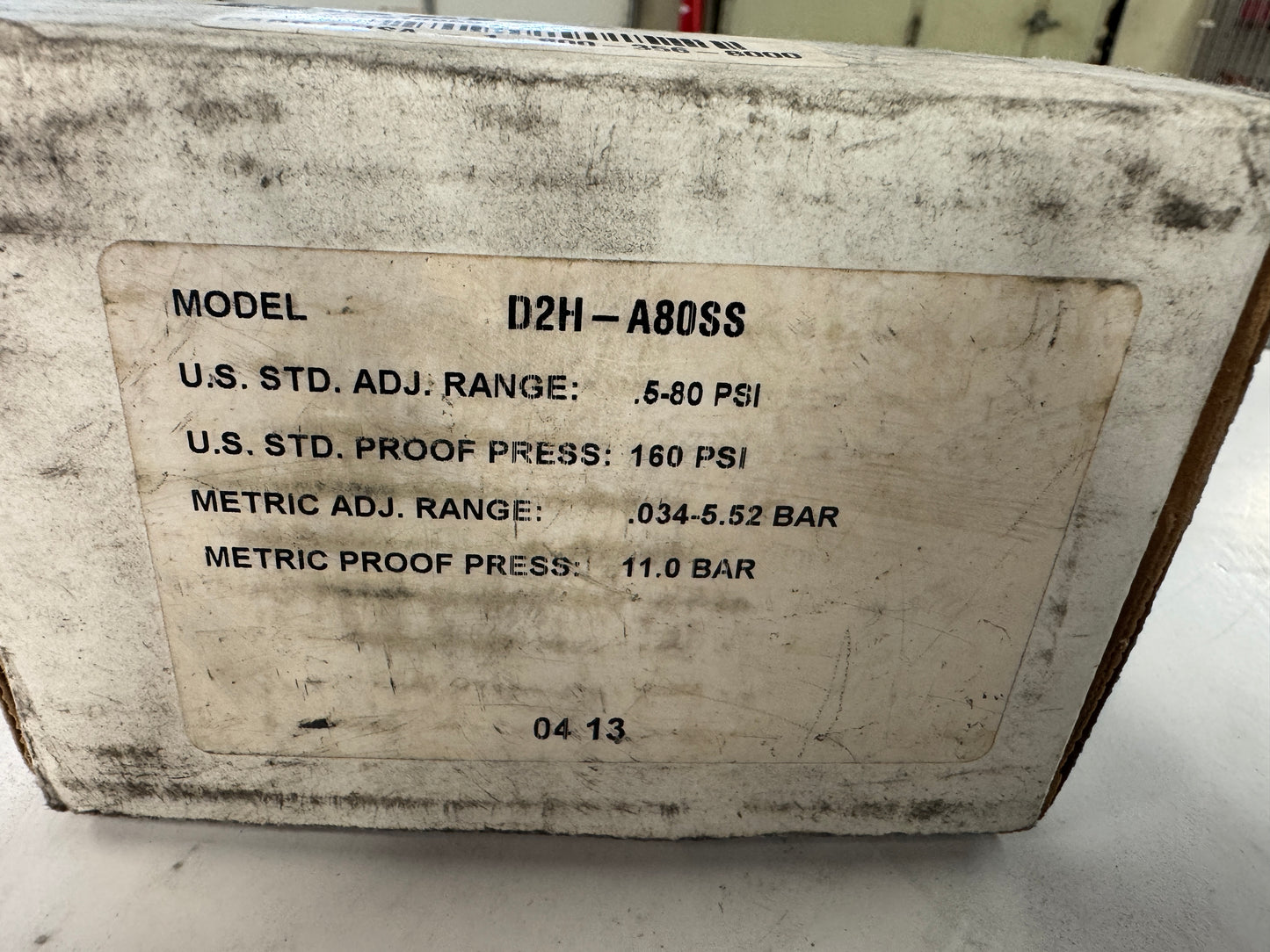 Barksdale Pressure Switch D2H-A80SS 1/4 In. NPT Female 0.5 to 80 PSI Adjustable