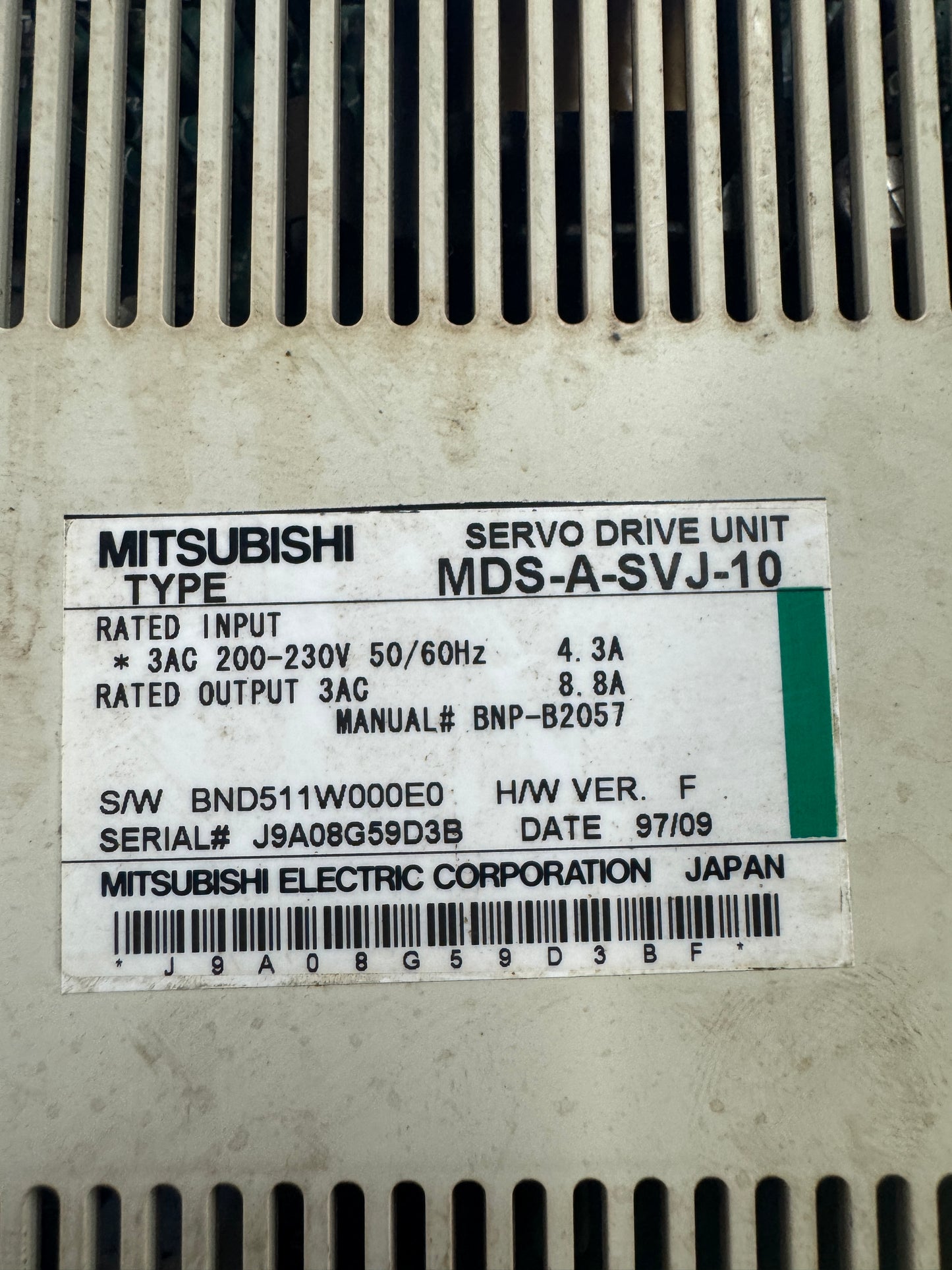 Mitsubishi Electric Servo Drive Unit MDS-A-SVJ-10