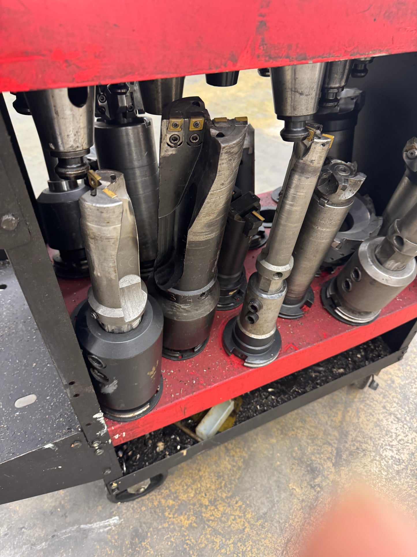 Mixed CAT50 Tool Holder Lot with Tooling and Cart | CAT50