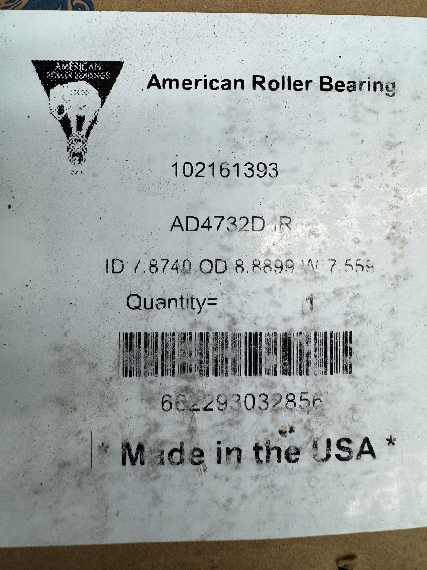 American Roller Bearing Four-Row Cylindrical Roller Bearing Inner Race AD4732D IR 7.8740 x 8.8899 x 7.559 In.
