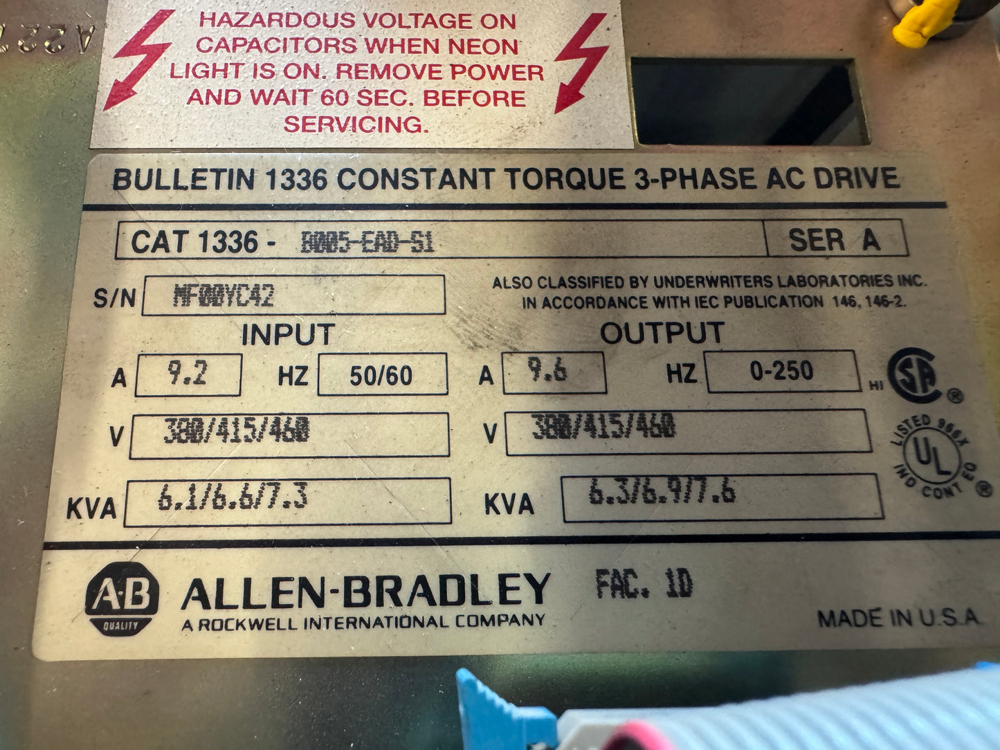 Allen-Bradley 1336-B005-EAD-S1 AC Drive 01598
