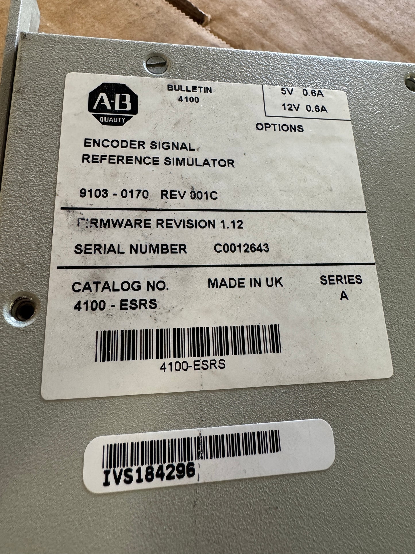 Allen-Bradley 4100-ESRS Encoder Signal Reference Simulator 5V / 12V DC