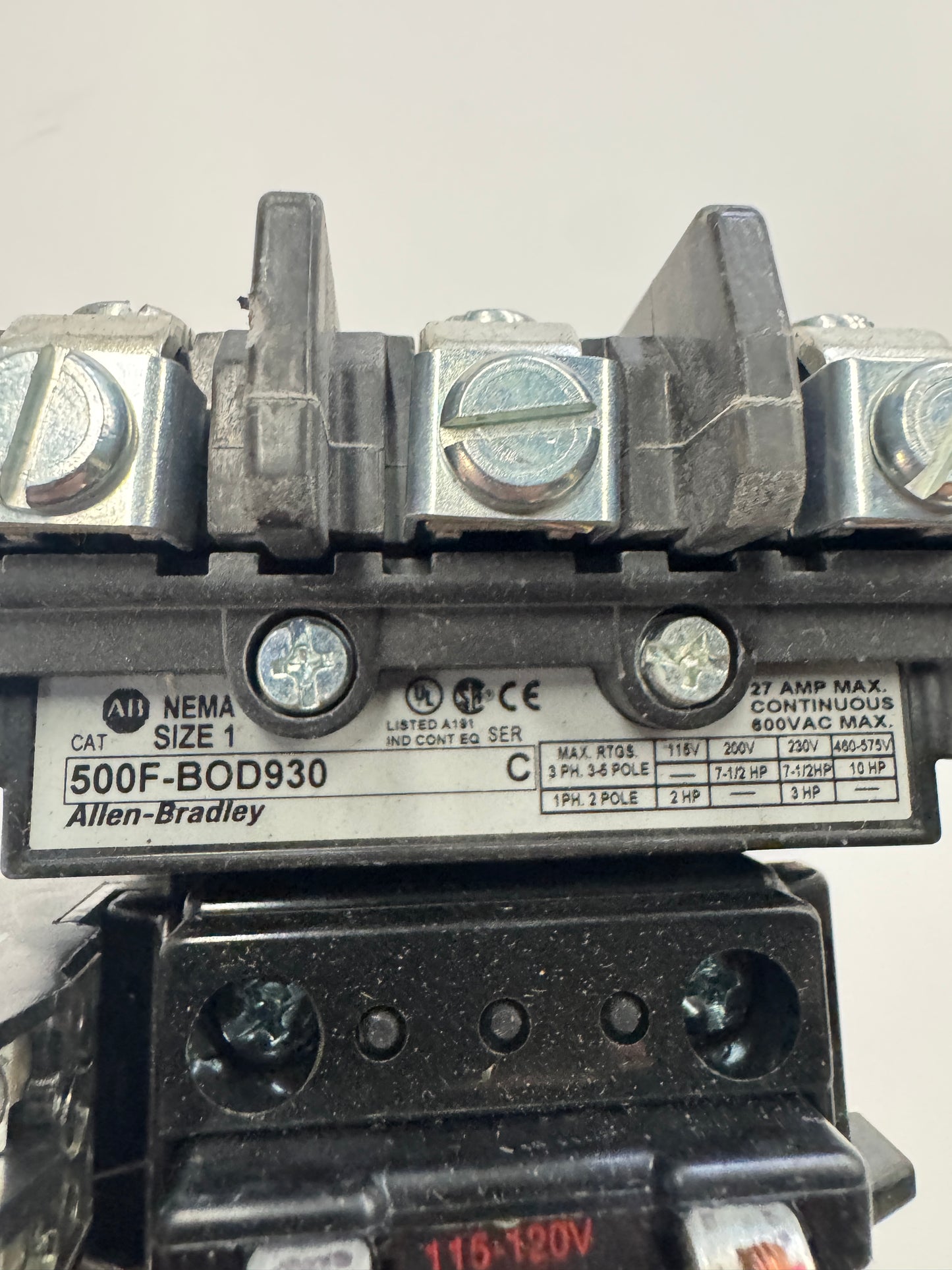 Allen-Bradley Contactor 500F-BOD930 120V AC
