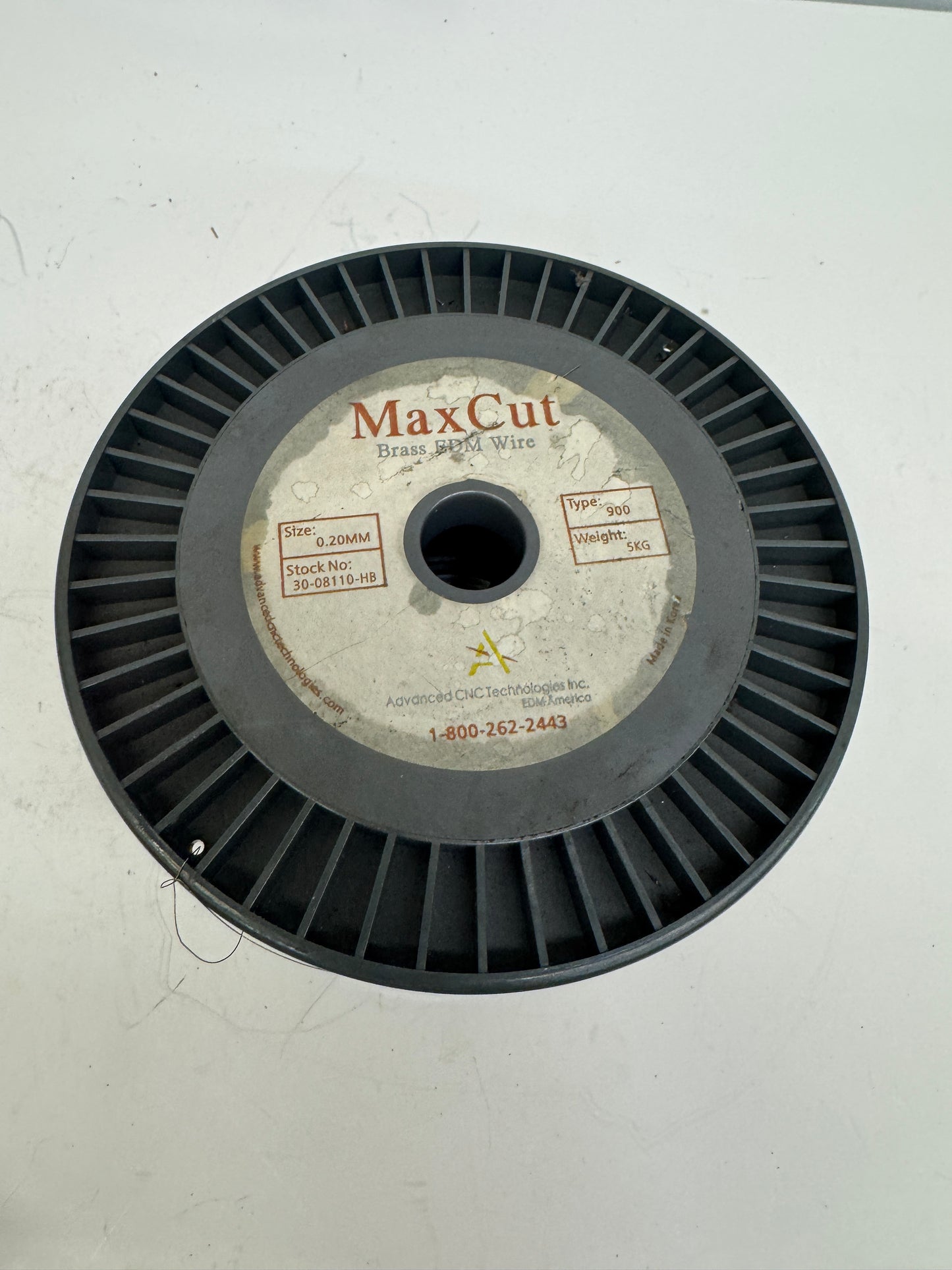 Advanced CNC Technologies Inc. Brass EDM Wire 30-08110-HB 0.20 mm (0.008 in.), 5 kg (11 lb.) Spool, Type 900, Hard Brass