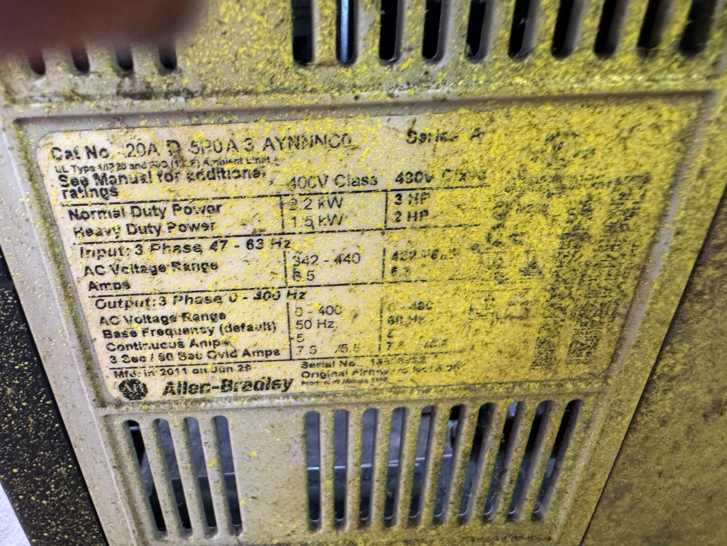 Allen-Bradley 20AD5P0A3AYNNNC0 Series A VFD 480V Untested Surplus