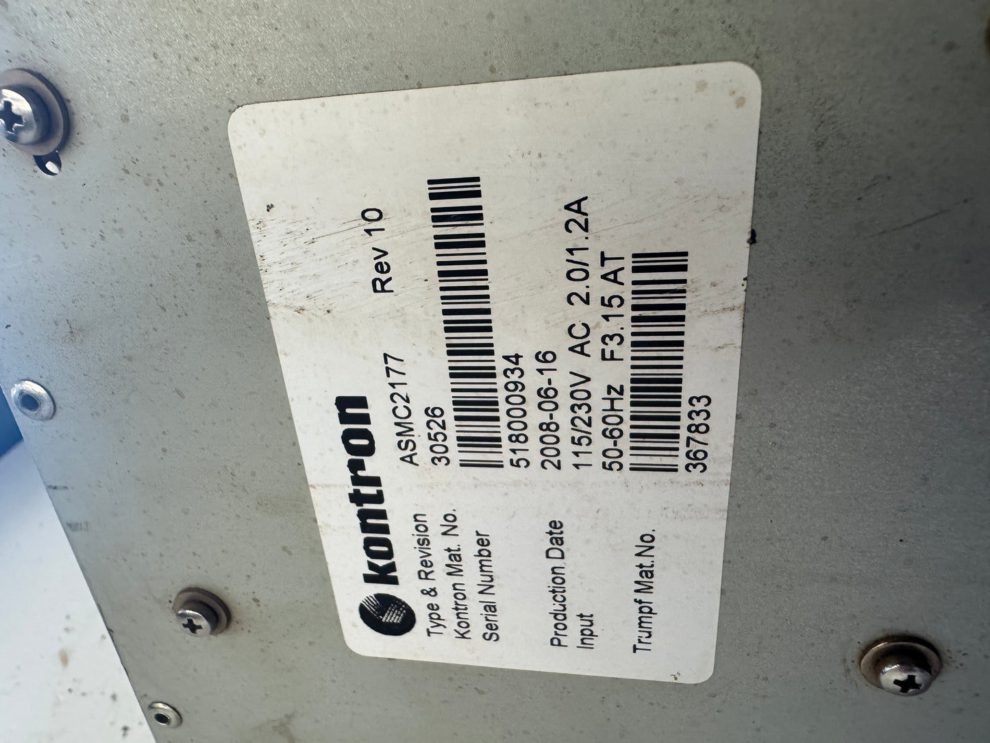 Kontron Laser Control Module ASMC2177 115/230V AC