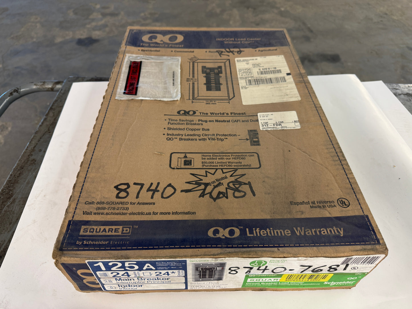 Square D Main Breaker Load Center QO124M125P 120/240V