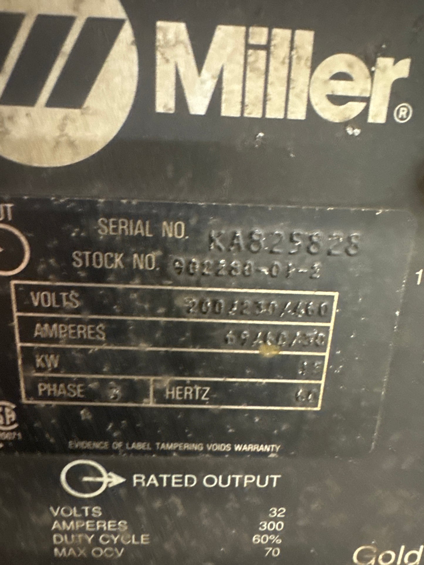 Miller Electric DC Arc Welding Power Source Gold Star 300SS