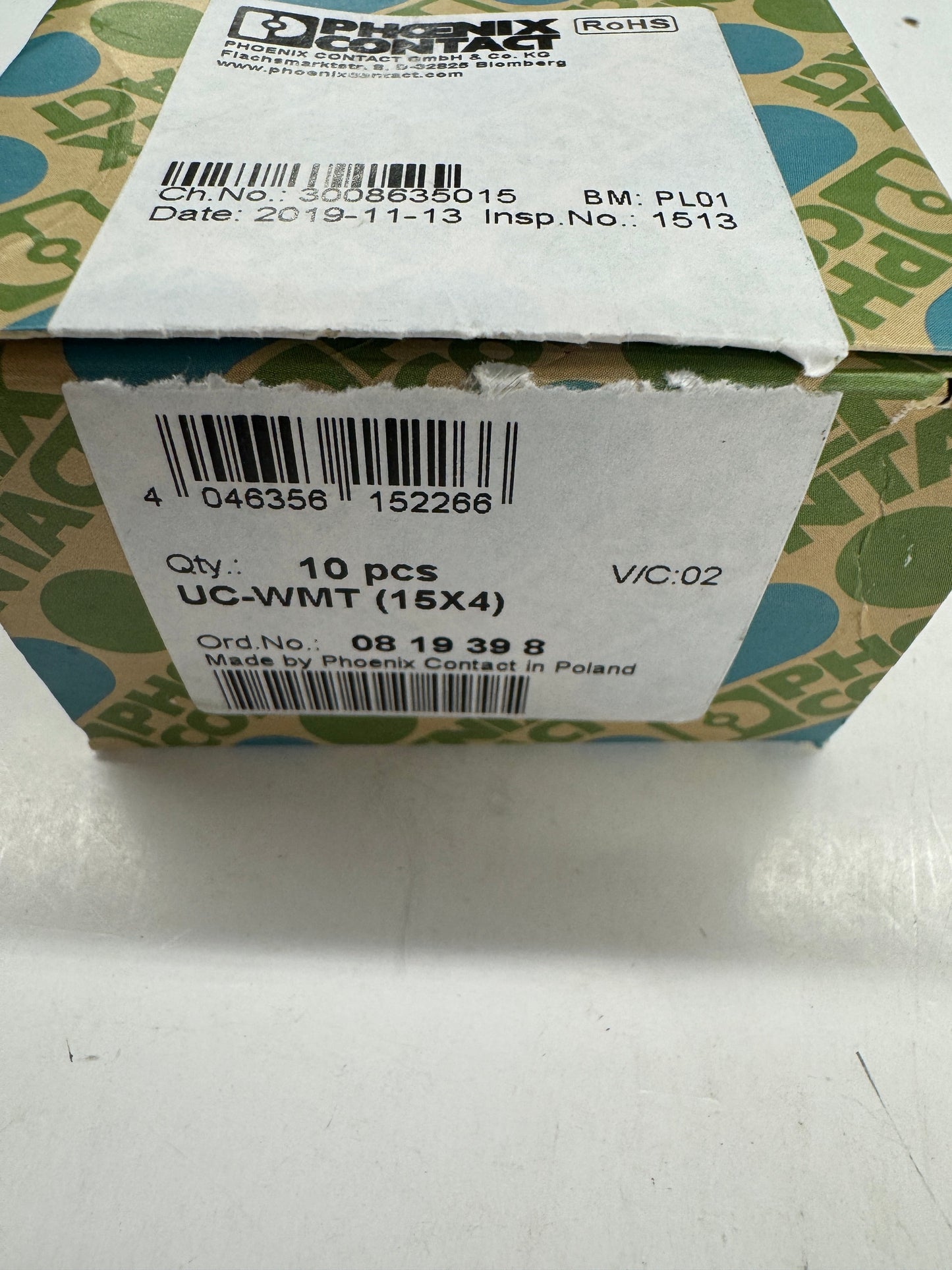 Phoenix Contact Conductor Marker Sheet UC-WMT, Ord. No. 0819398 15 x 4 mm
