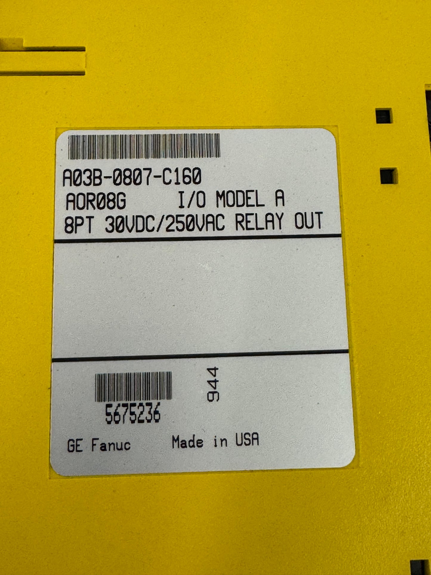 GE Fanuc I/O Module A03B-0807-C160 30V DC / 250V AC