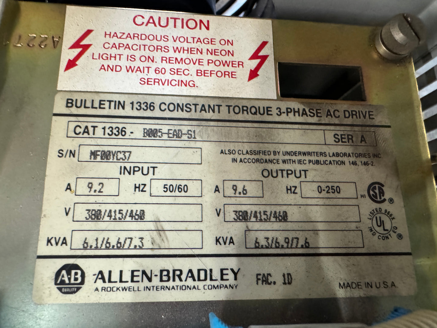 Allen-Bradley 1336-R005-FAD-S1 AC Drive 380/415/460V AC 01590