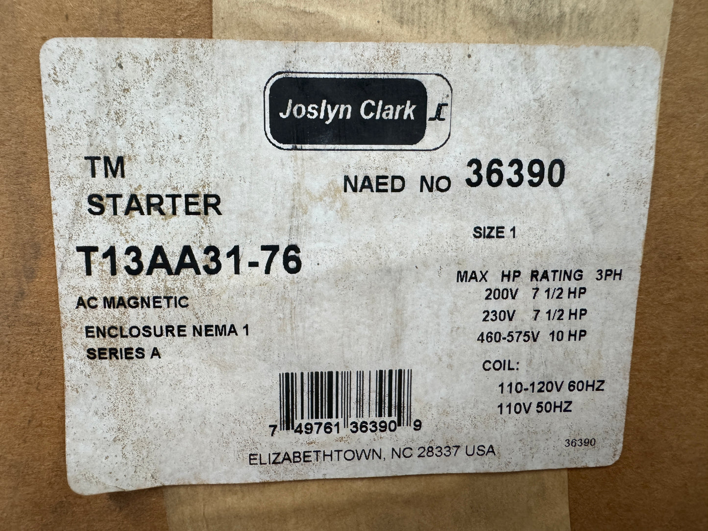 Joslyn Clark Magnetic Starter T13U031-76