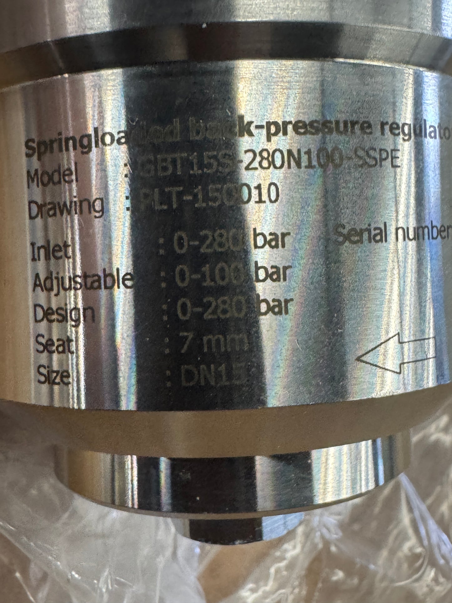 Dutch Regulators Back Pressure Regulator GBT15S-280N100-SSPE 1/2 In. NPT 0 To 280 Bar Design Pressure