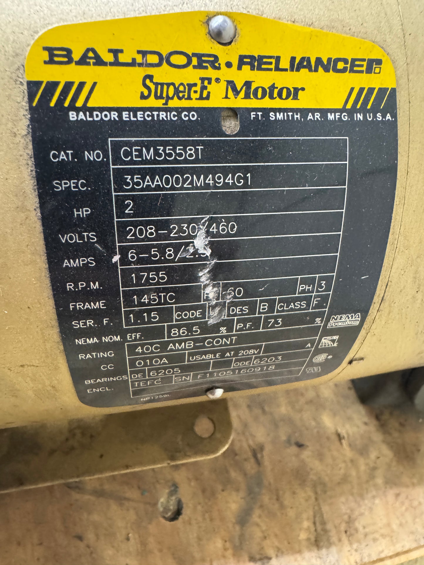 Baldor / Hub City Gearmotor CEM3558T - 2 HP 1800 RPM