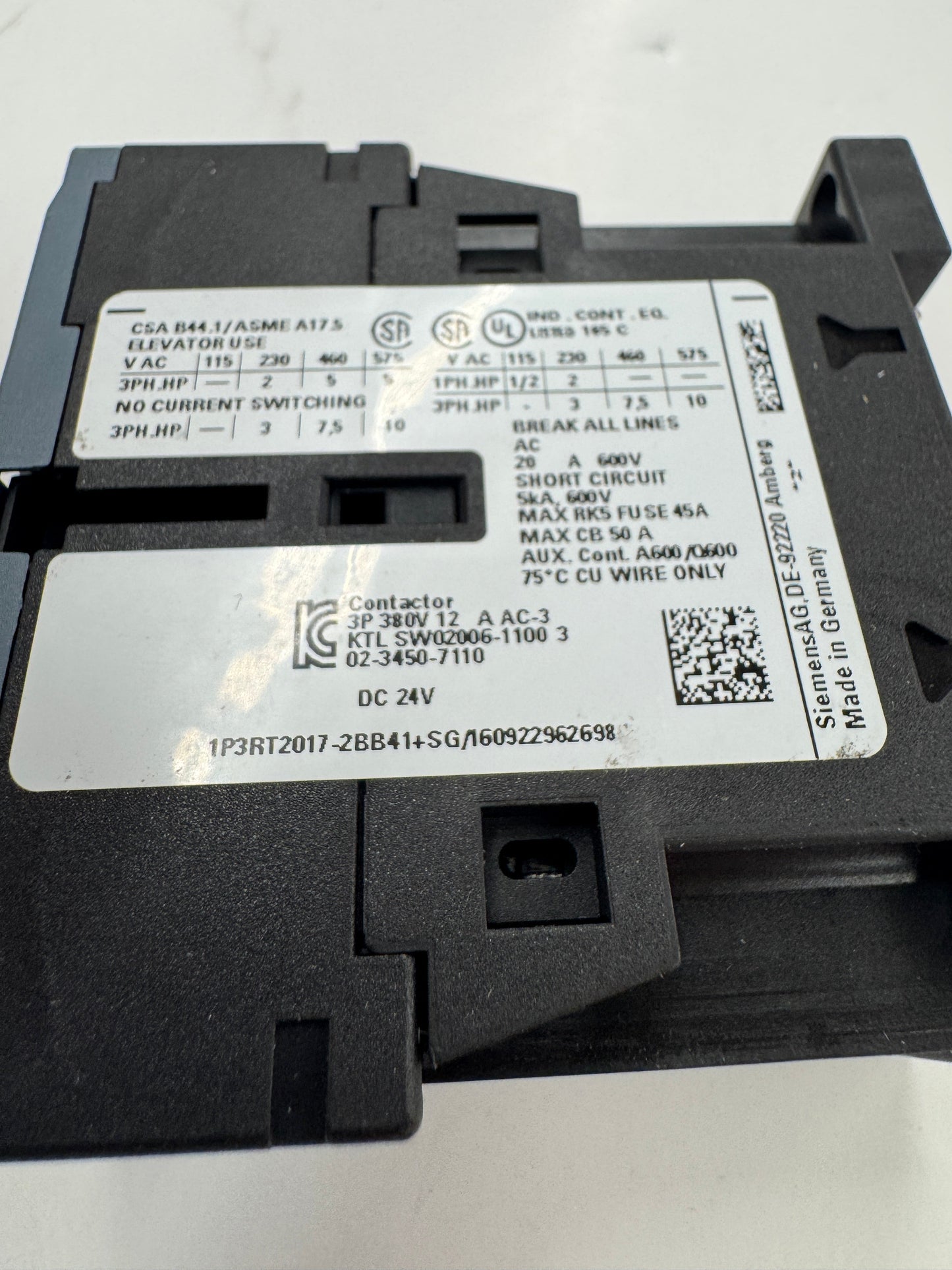 Siemens Power Contactor 3RT2017-2BB41