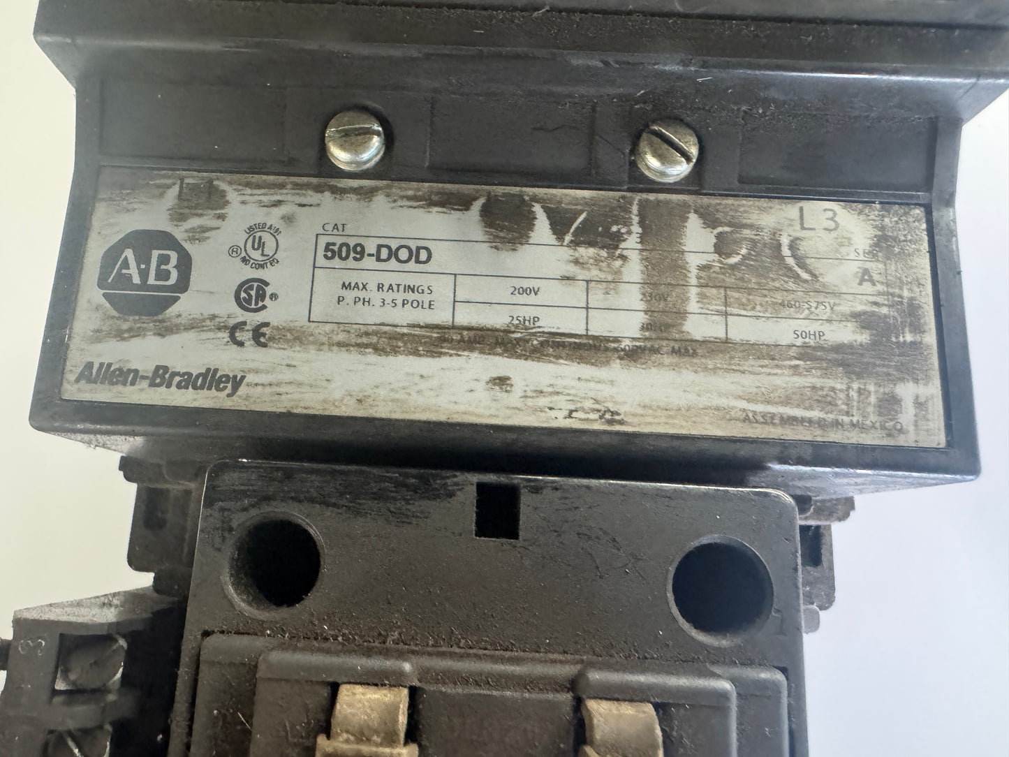 Allen-Bradley Motor Starter 509-DOD 200V
