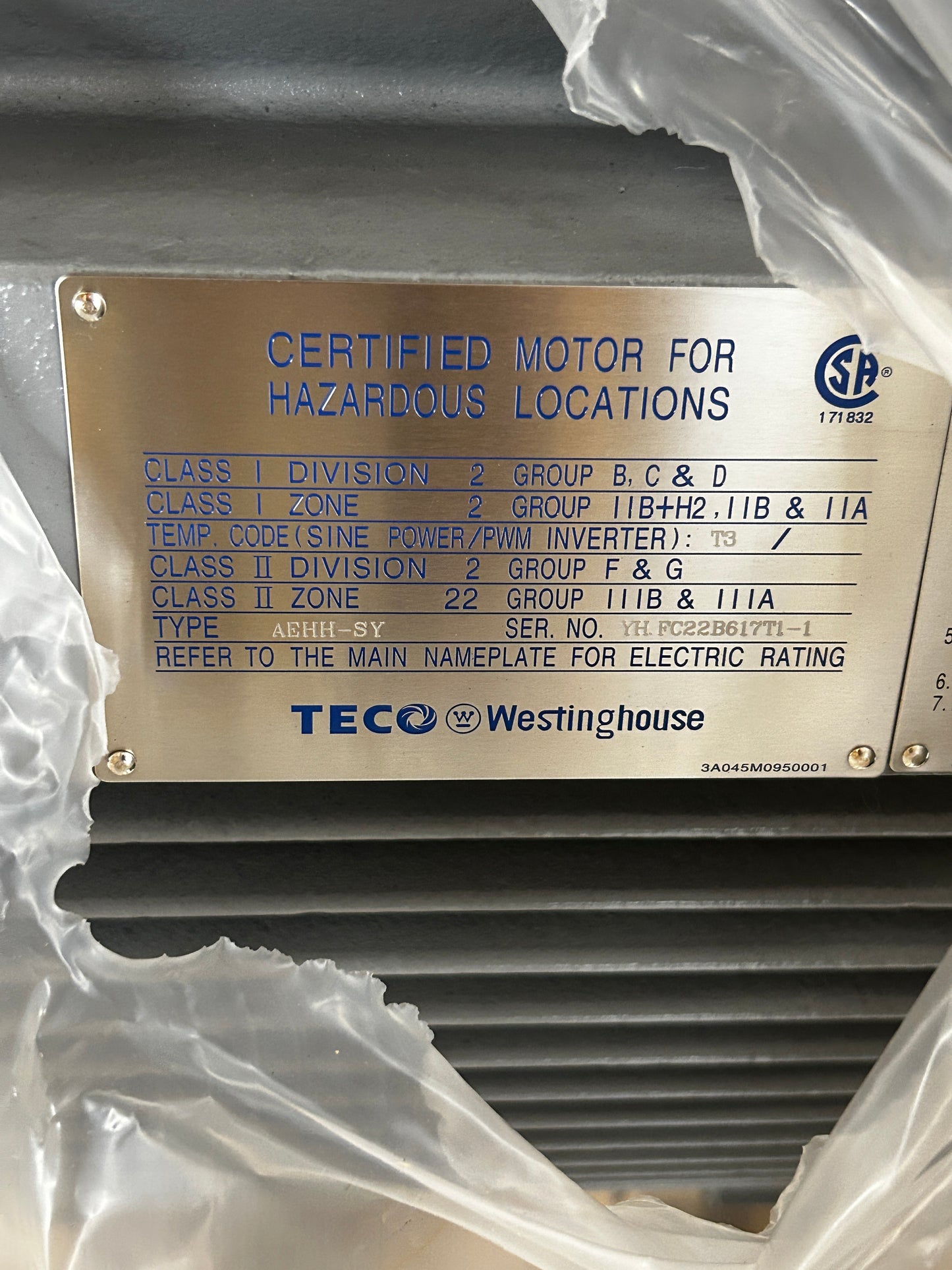 MODEL CHECK PLS - TECO Westinghouse AC Motor EPY4008 - 400 HP 900 RPM