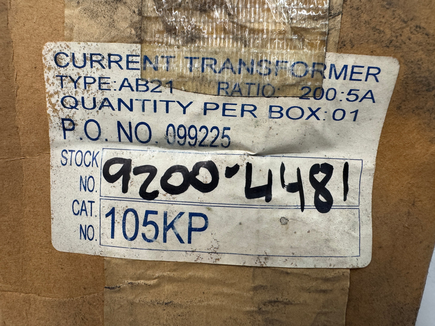 GEC Durham Industries Instrument Current Transformer 105KP
