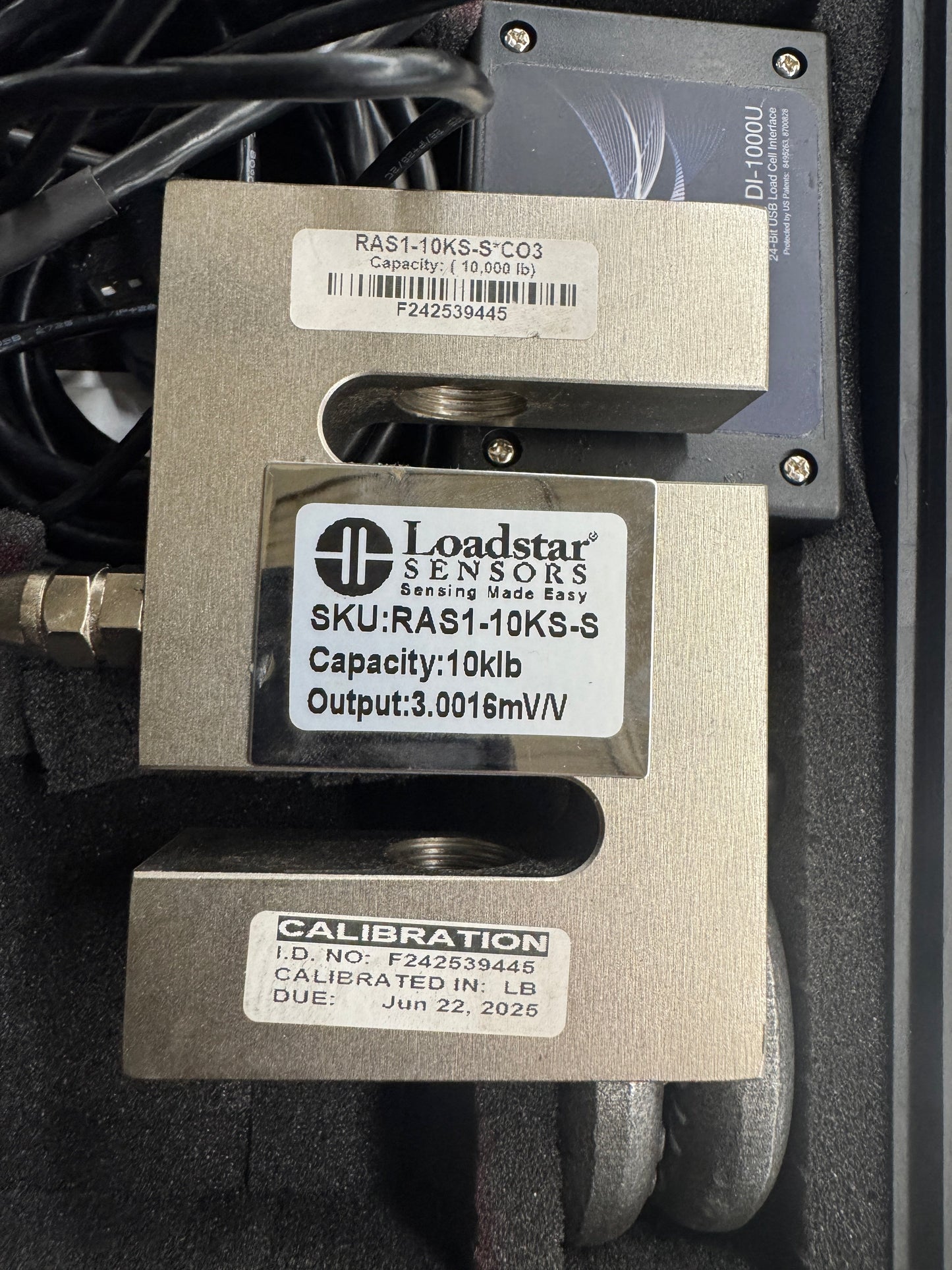 Loadstar Sensors S-Beam Load Cell Kit RAS1-10KS-S-CO3; DI-1000U 10,000 Lb Capacity 24-bit ADC Digitization