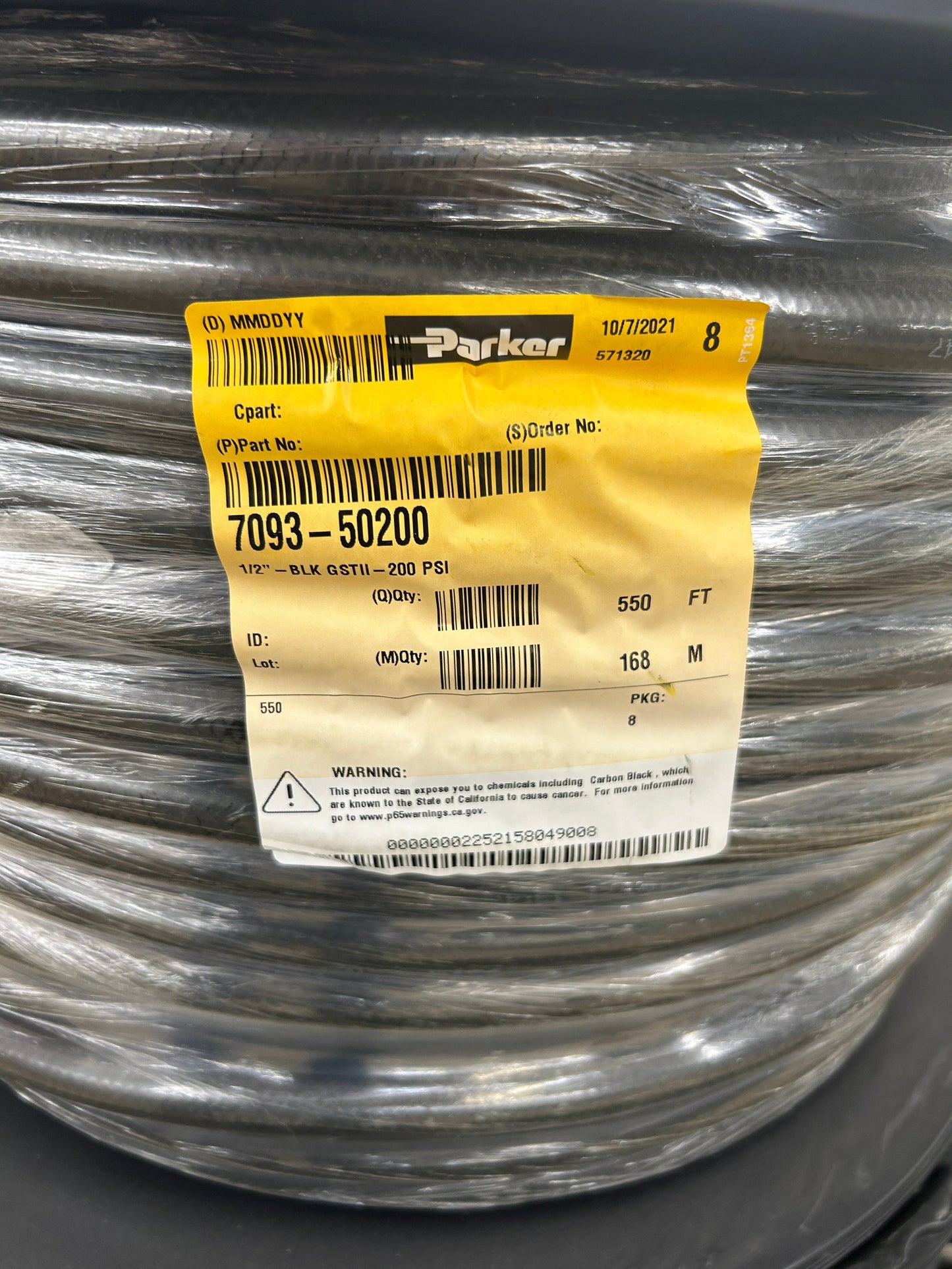 Parker Air Hose 7093-50200 1/2 In. ID 200 PSI m00872