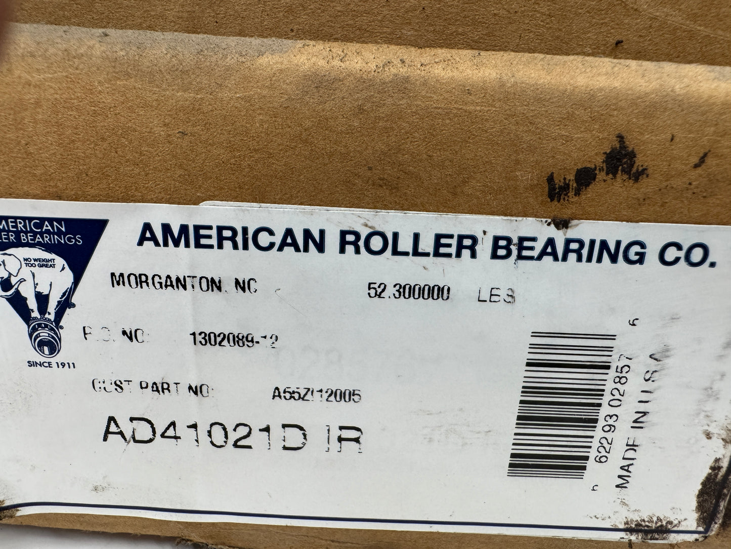 American Roller Bearing Co. Four-Row Cylindrical Roller Bearing AD41021D IR 52.3 Lb
