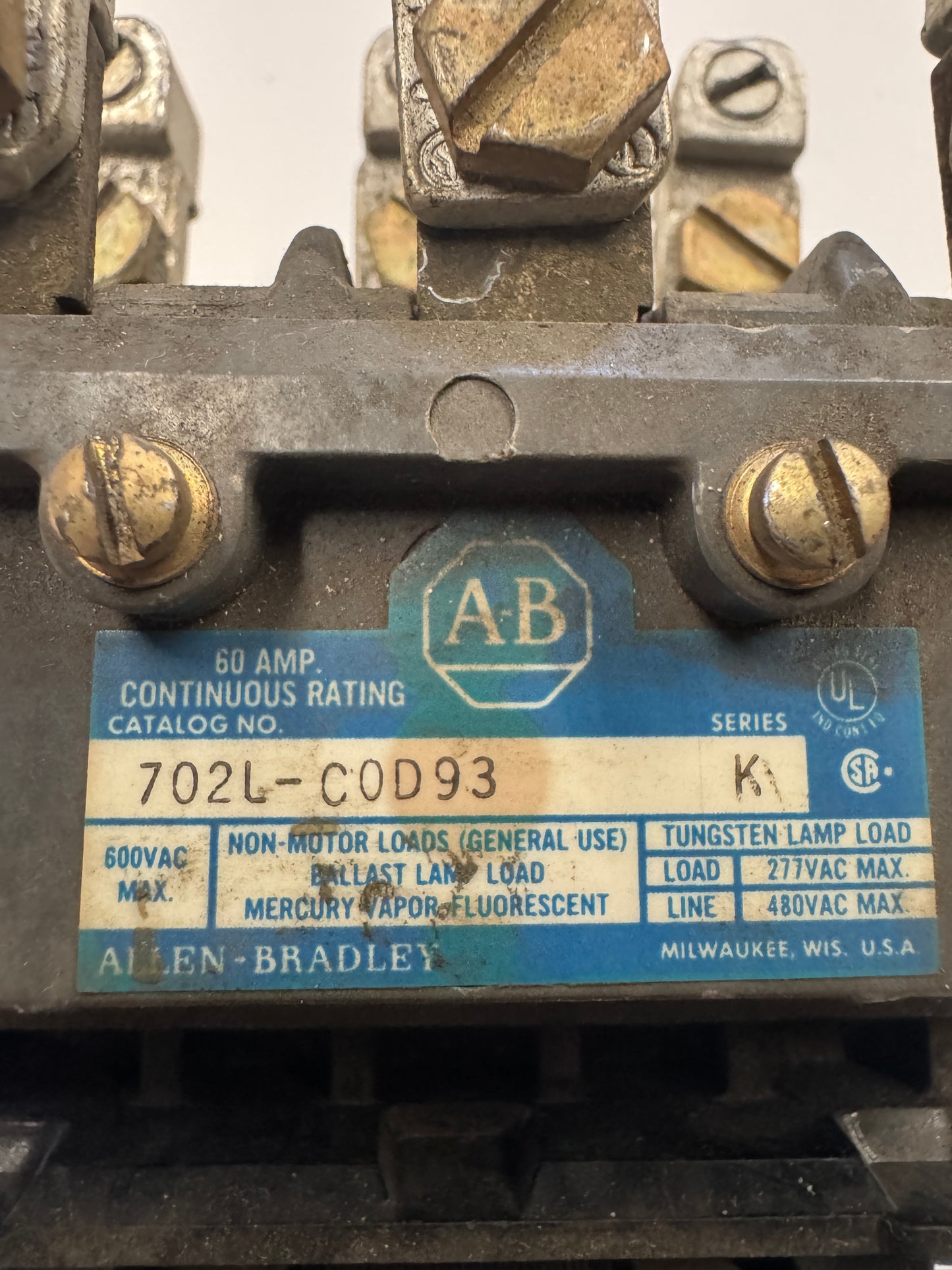 Allen-Bradley AC Lighting Contactor 702L-COD93