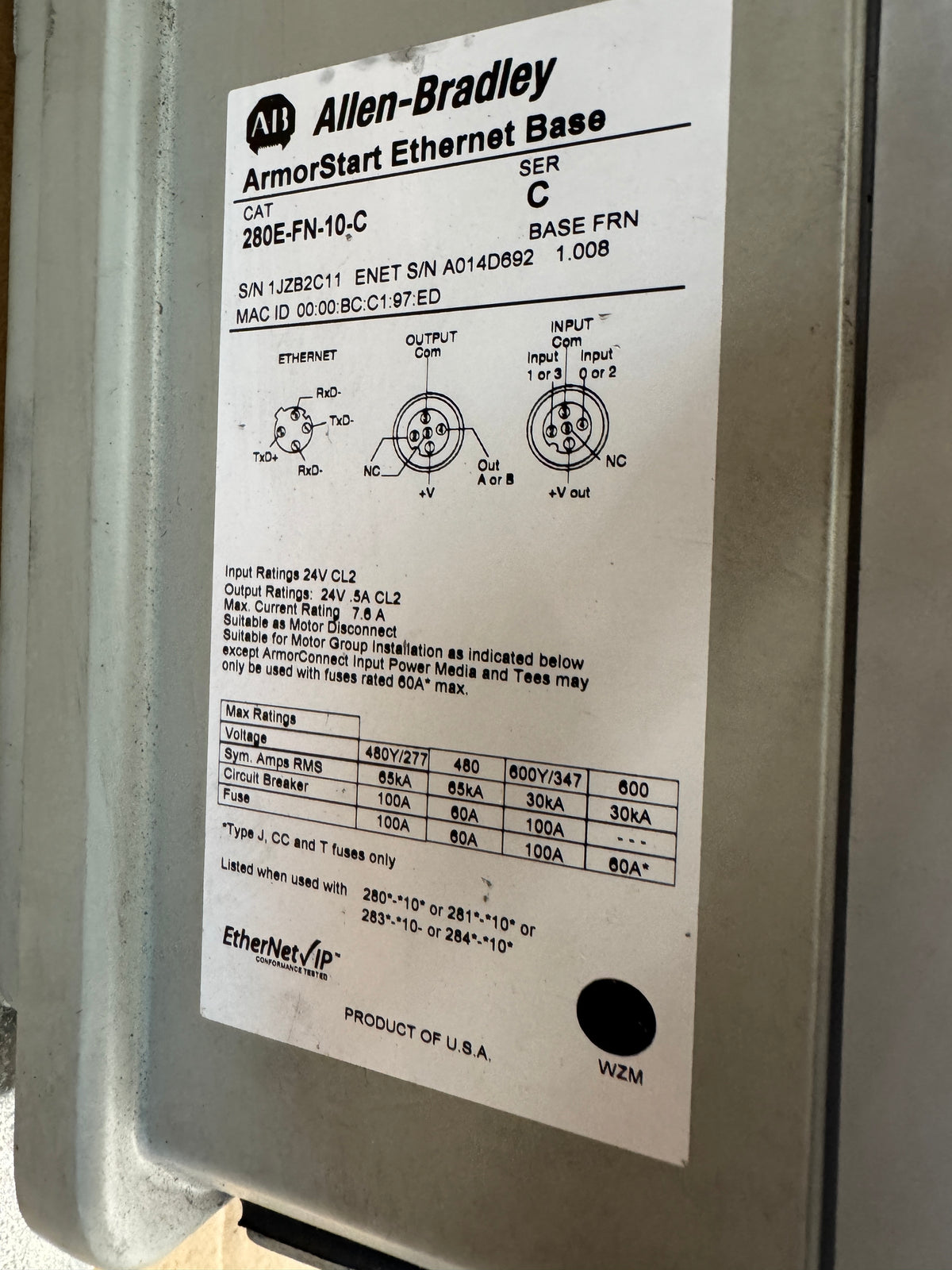 Allen-Bradley 284E-FVD1P4Z-10-CR-EMI-OC ArmorStart Control Module 380 to 480V AC