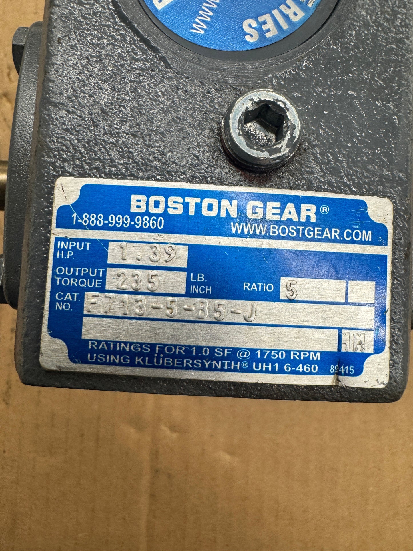 Boston Gear Worm Gear Speed Reducer F713-5-B5-J