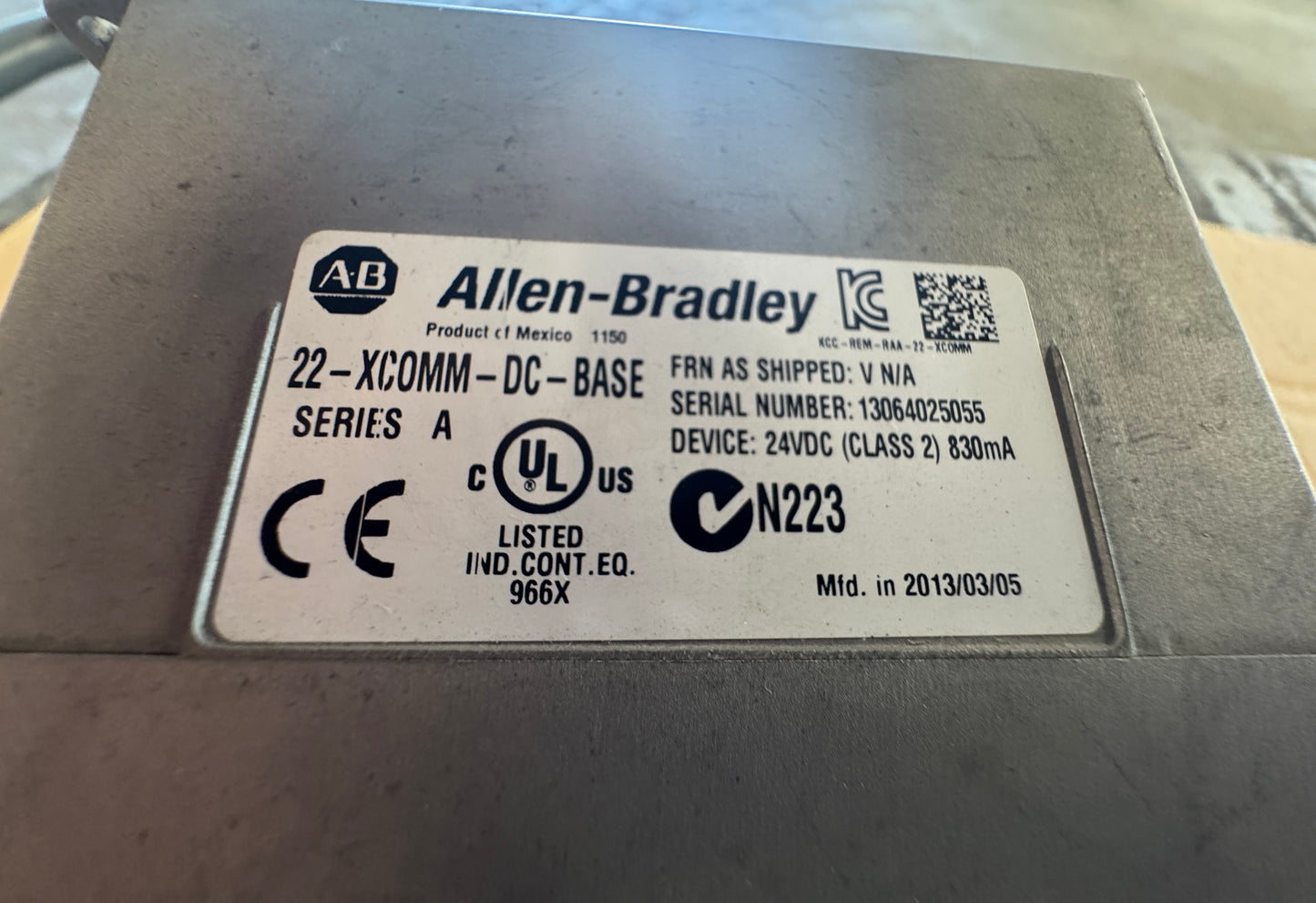 Allen-Bradley 22-XCOMM-DC-BASE External Comm Adapter Base Unit 24V DC