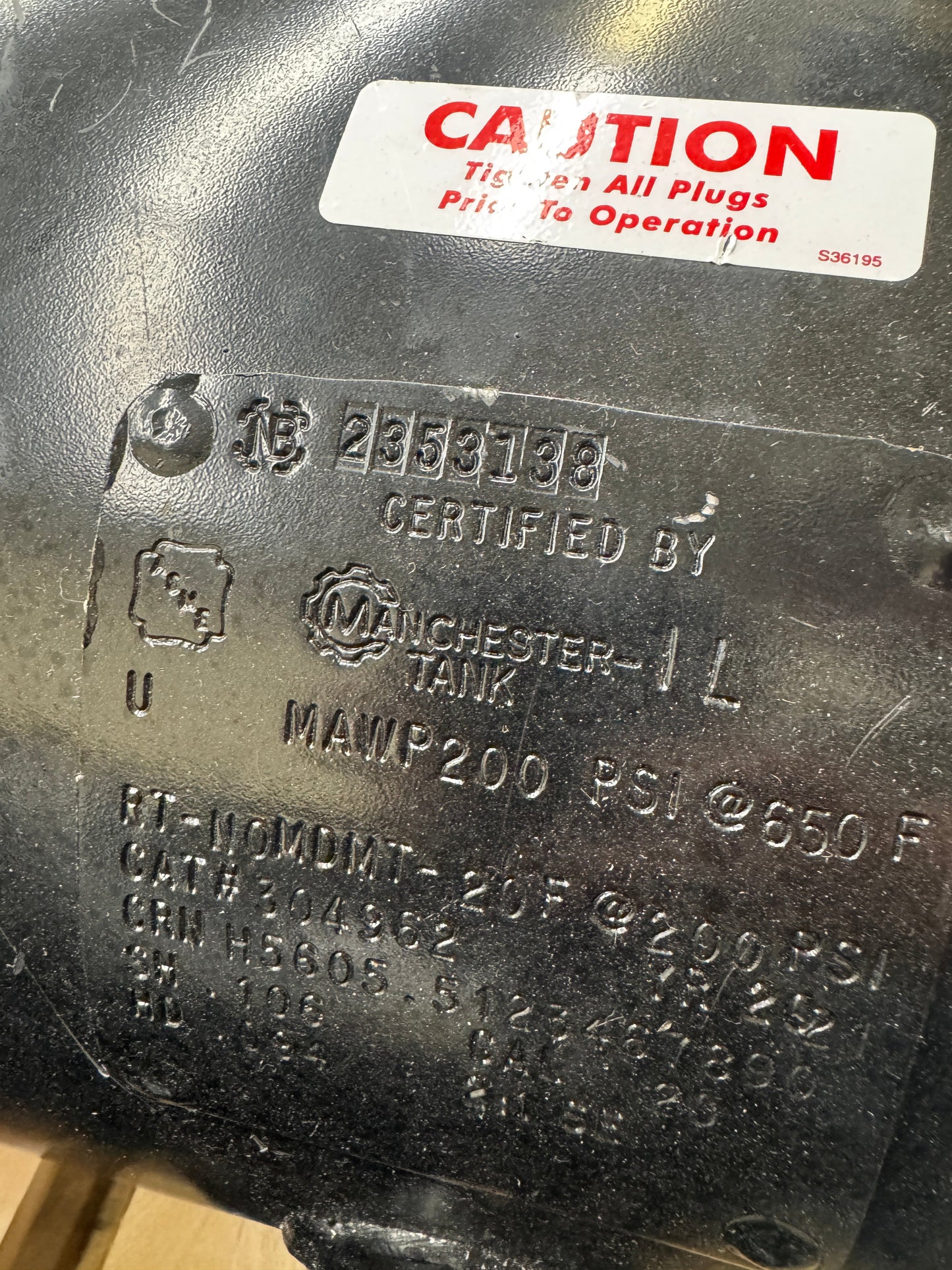 Manchester Horizontal Air Receiver Tank 304962 200 PSI MAWP