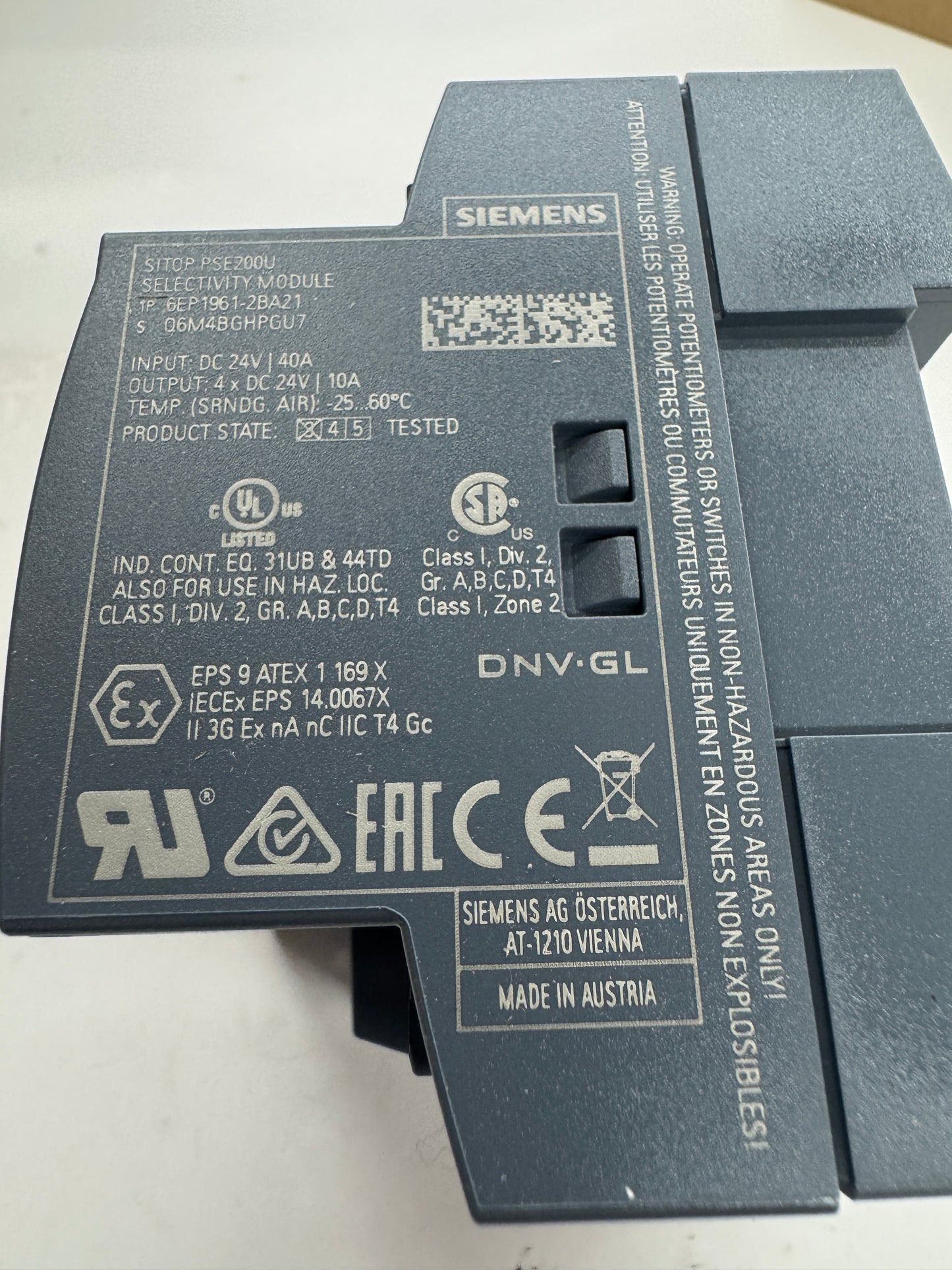 Siemens Selectivity Module 6EP1961-2BA21 24 VDC m01043