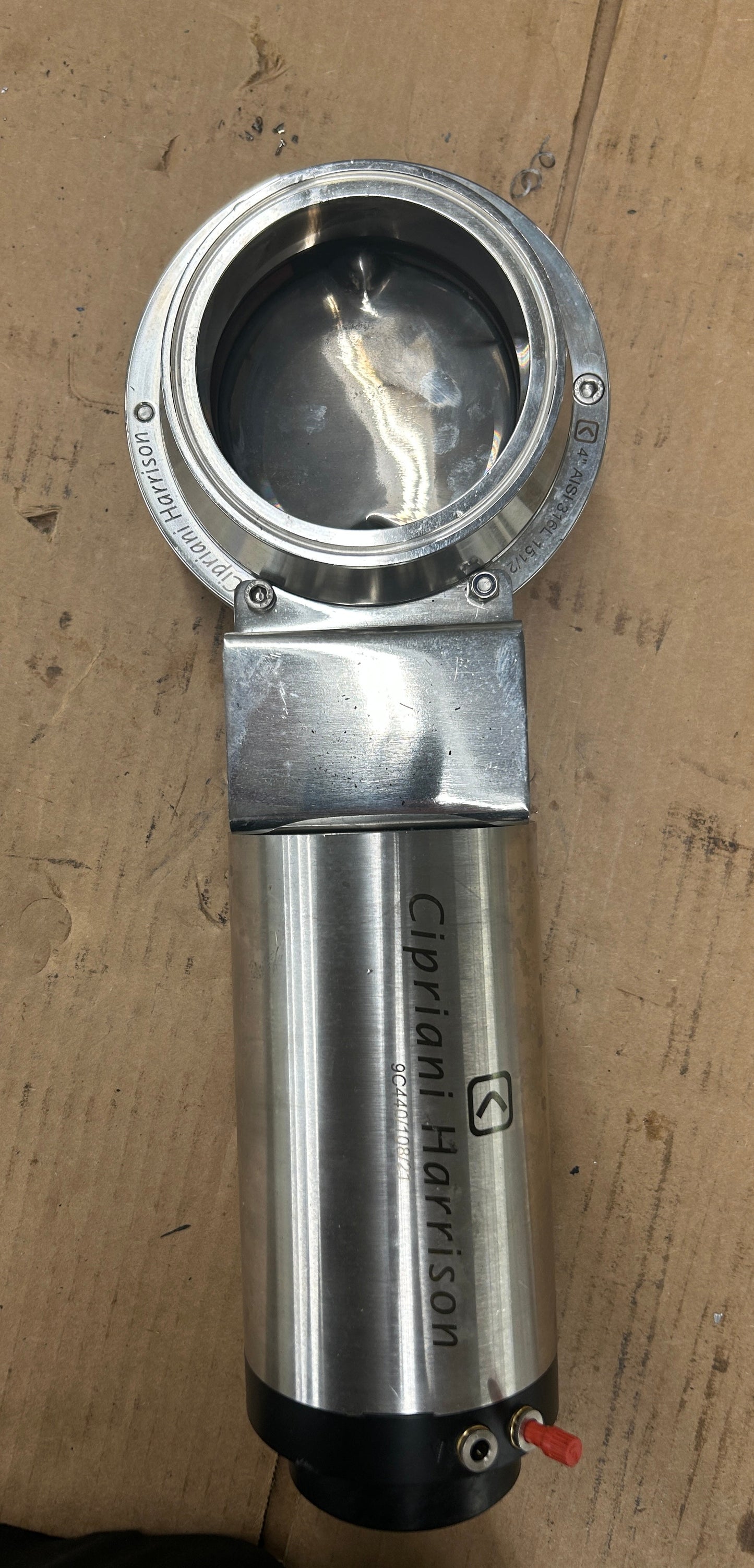 Cipriani Harrison Sanitary Pneumatic Butterfly Valve 4" AISI 316L 151/2 4 In. Sanitary Tri-Clamp 145 PSI