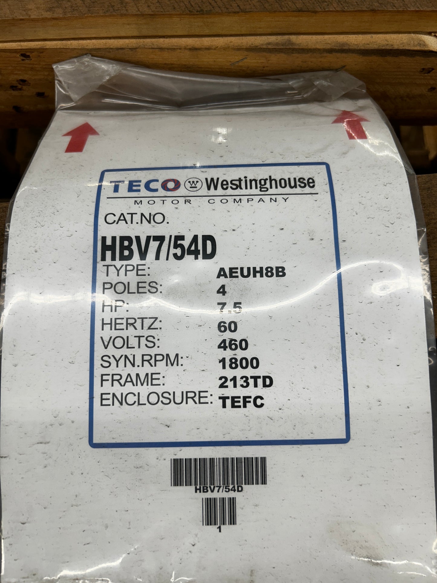 TECO Westinghouse AC Motor HBV7/54D - 7 HP 1800 RPM