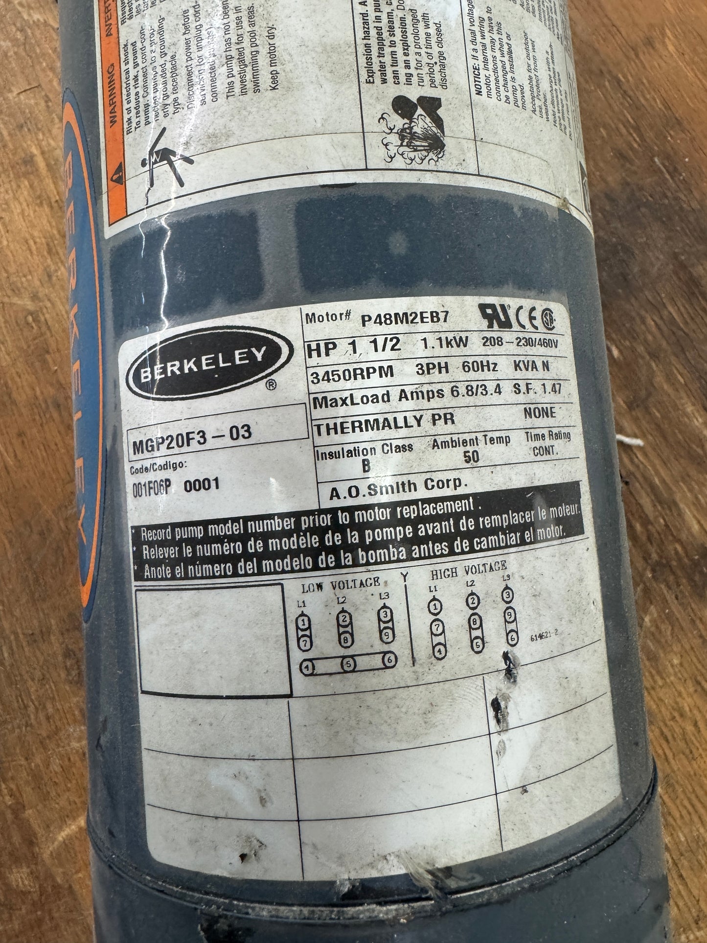 Berkeley MGP20F3-03 Centrifugal Booster Pump