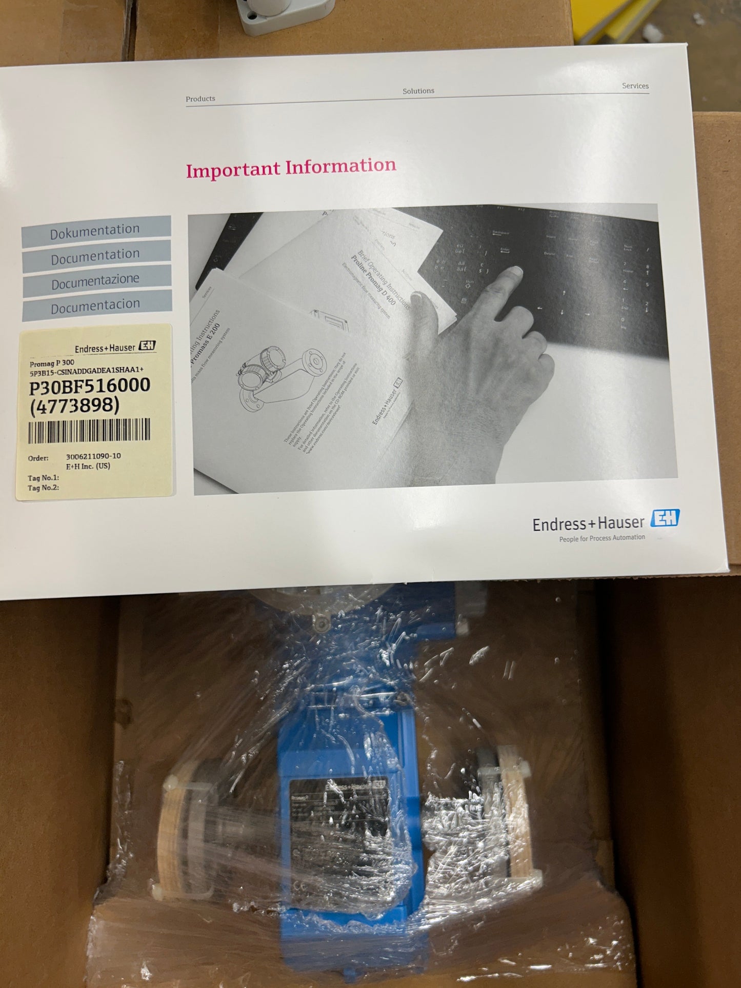 Endress-Hauser Electromagnetic Flowmeter 5P3B15-9UJ8/0 27 USgal/min Max