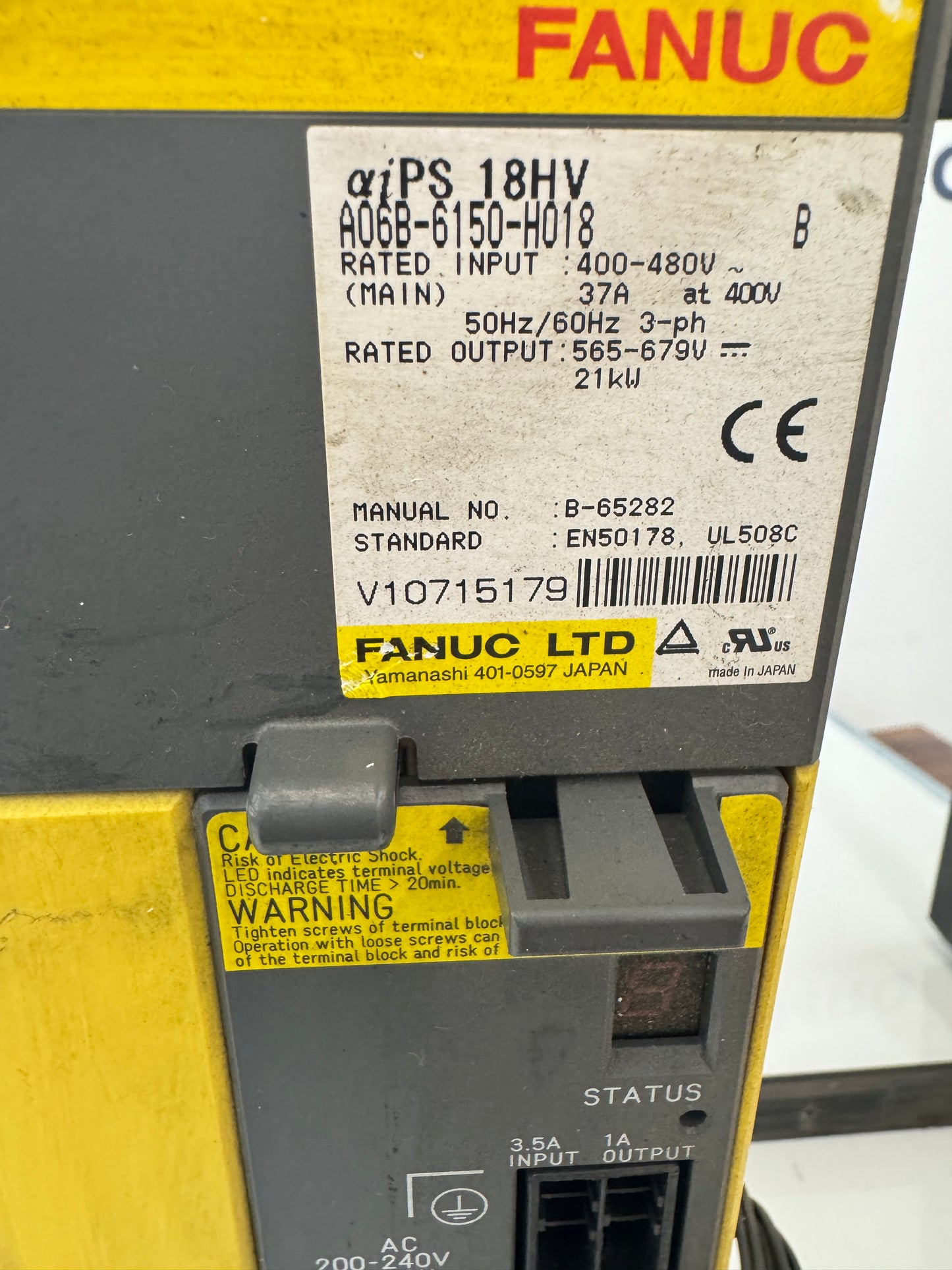 Fanuc A06B-6150-H018 Alpha i Power Supply Module 400 to 480 V