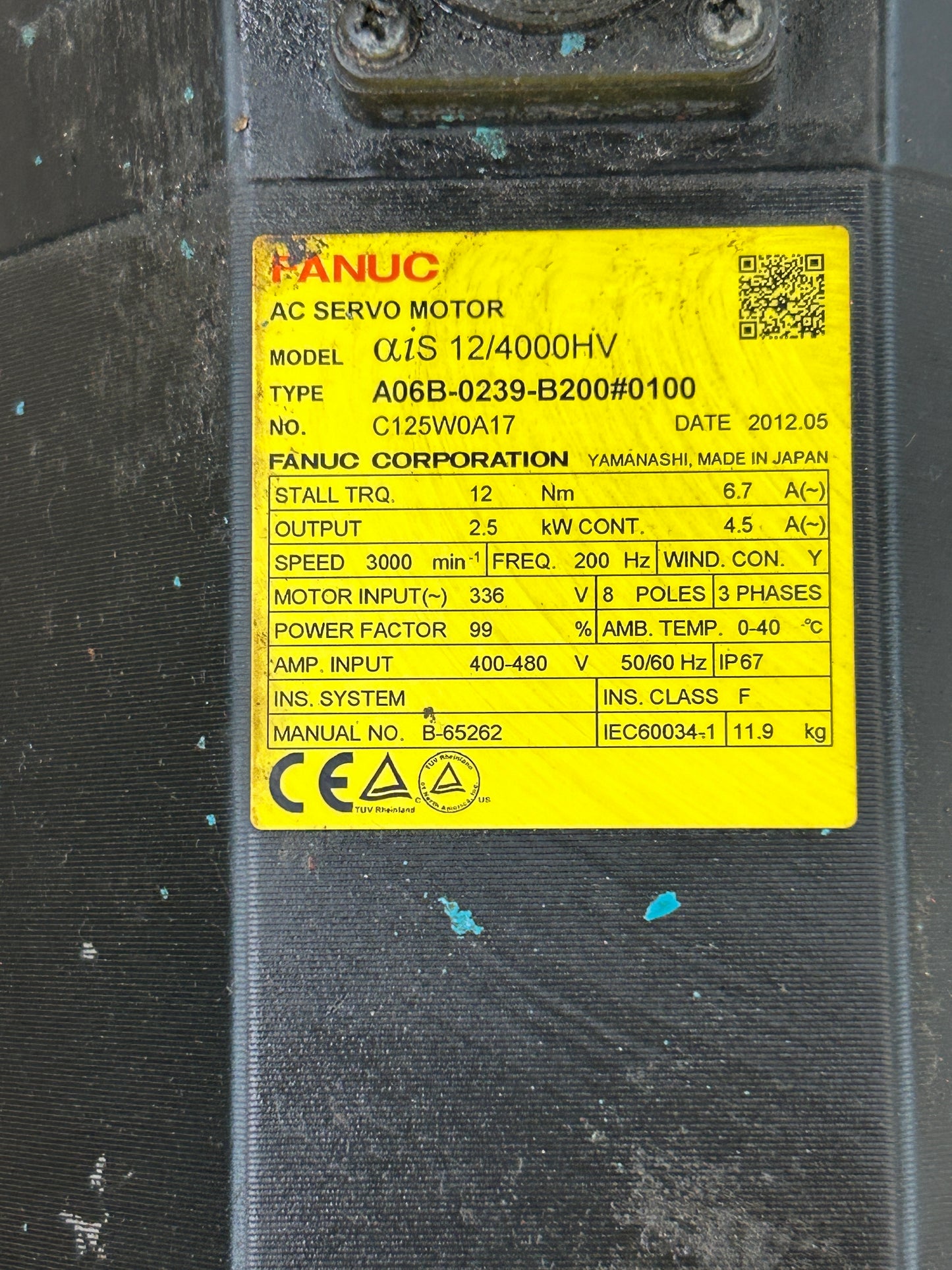 FANUC AC Servo Motor A06B-0239-B200#0100 - 3 kW 3000 RPM