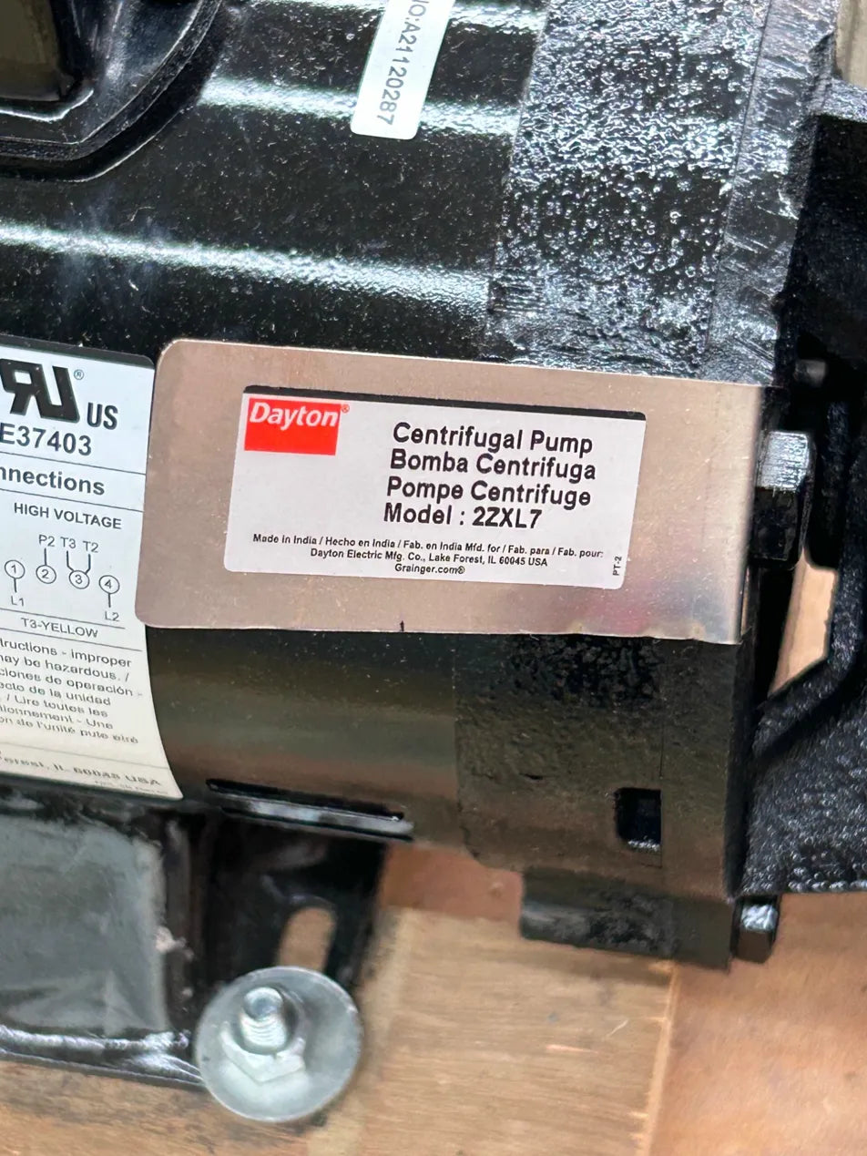 Dayton Centrifugal Pump 2ZXL7 1-1/4 in NPT Inlet, 1 in NPT Discharge 82 ft Max Head