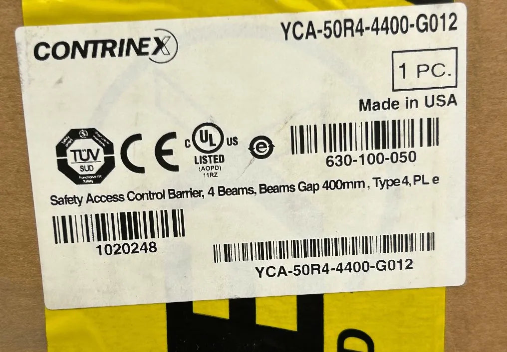 Contrinex Safety Access Control Barrier Receiver YCA-50R4-4400-G012 24 VDC