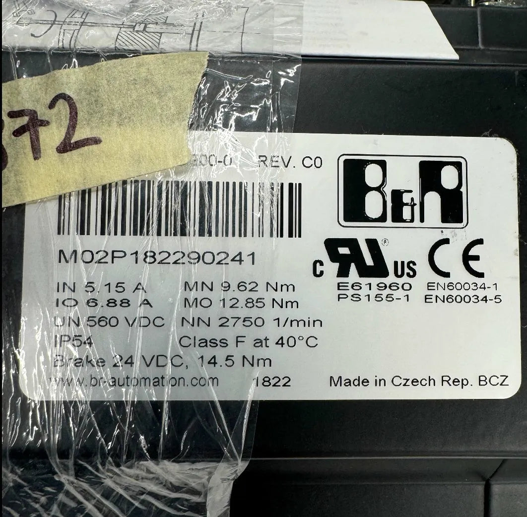 B&R Automation Servo Gearmotor Assembly M02P182290241 - Variable Variable RPM