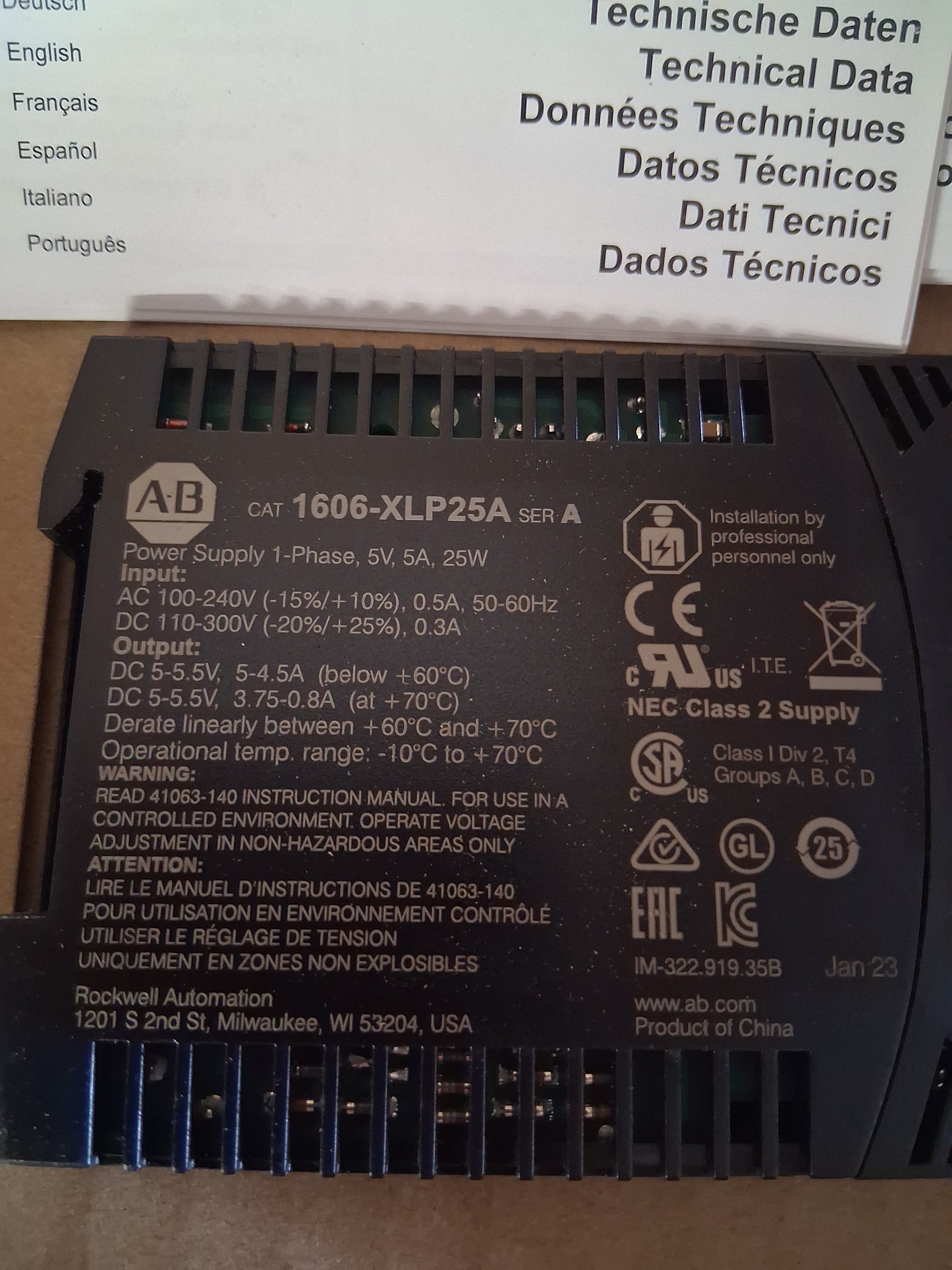 Allen-Bradley Power Supply 1606-XLP25A