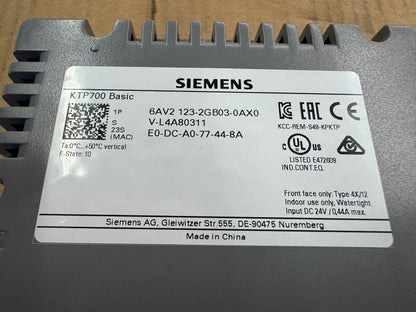Siemens 6AV2 123-2GB03-0AX0 HMI Touch Panel 24 VDC Untested Surplus
