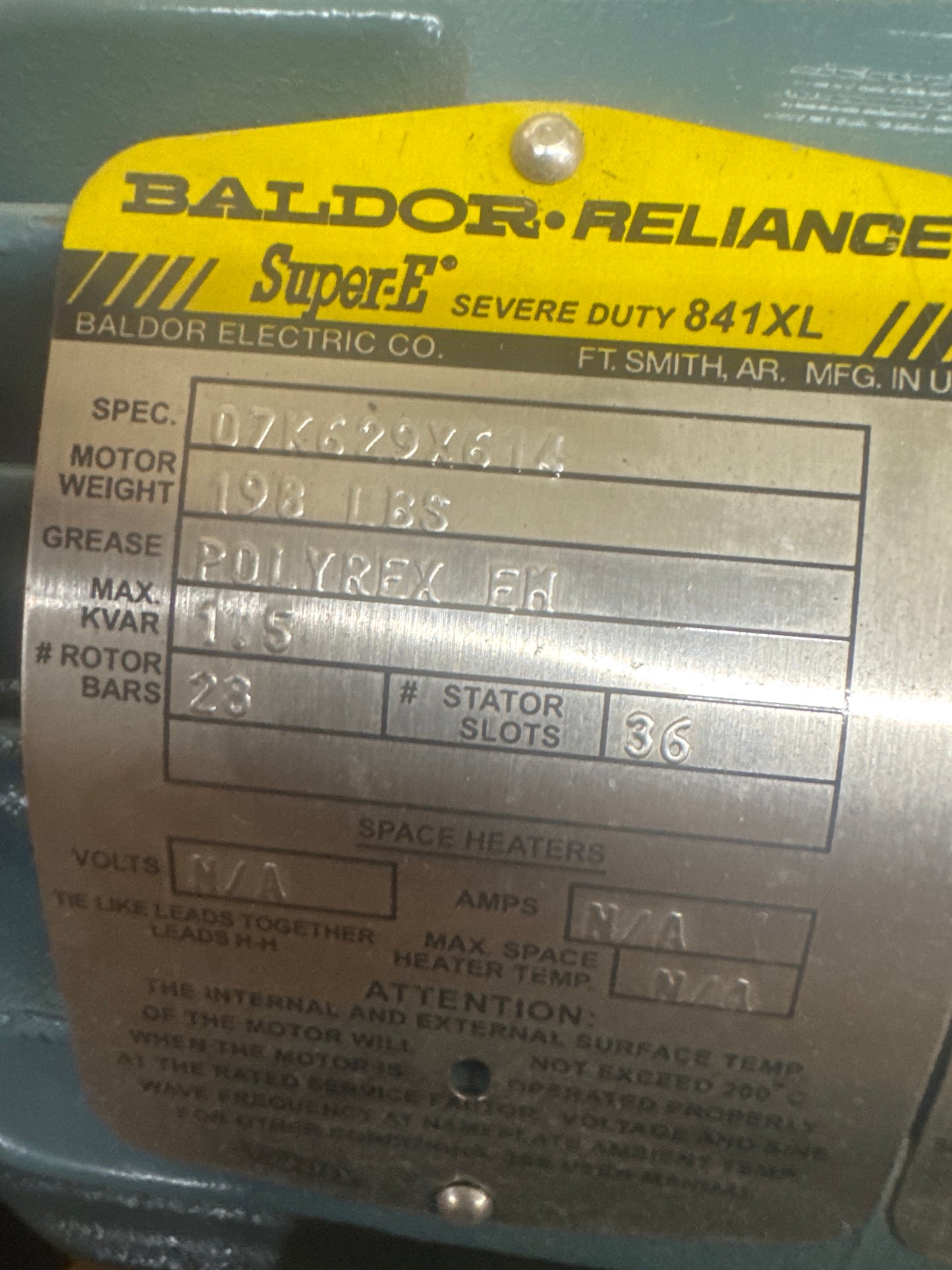 Baldor-Reliance Severe Duty Motor ECP83770T-5 - 7 HP 1800 RPM