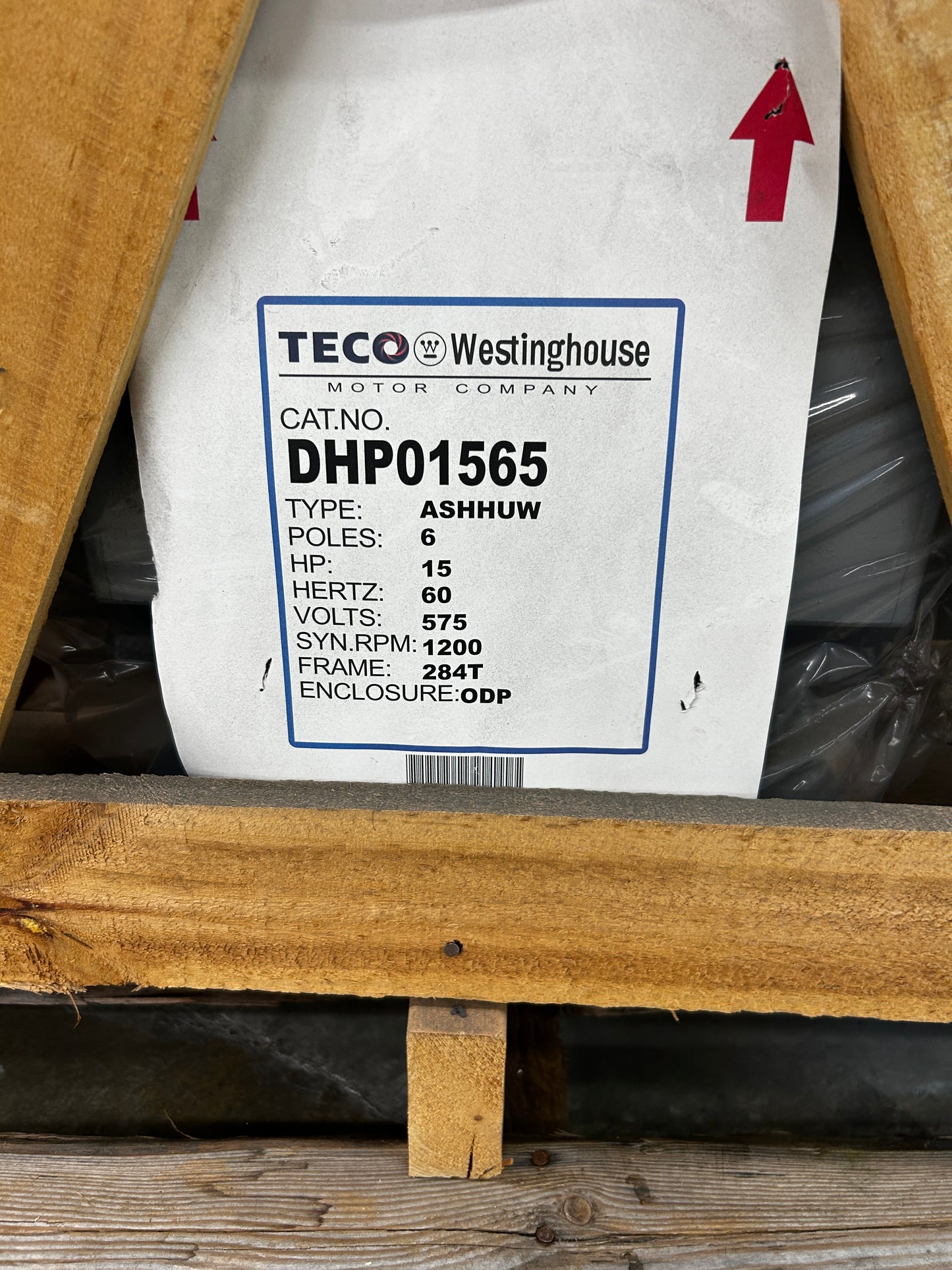 TECO Westinghouse AC Motor DHP01565 - 15 HP 1200 RPM
